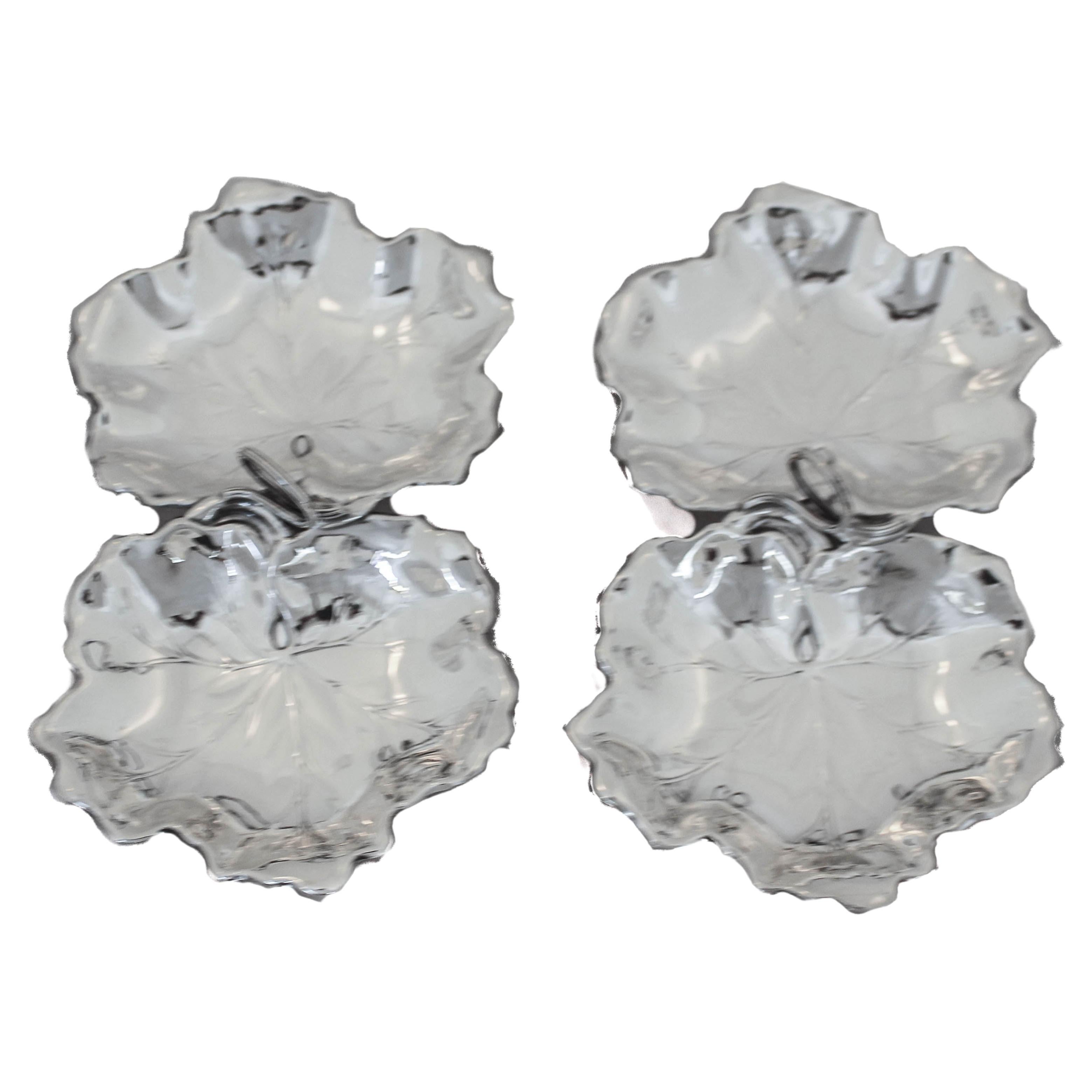 Pair of Sterling Silver Leaf Dishes