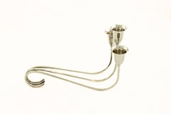 Pair of Sterling Silver Mid-Century Candelabras