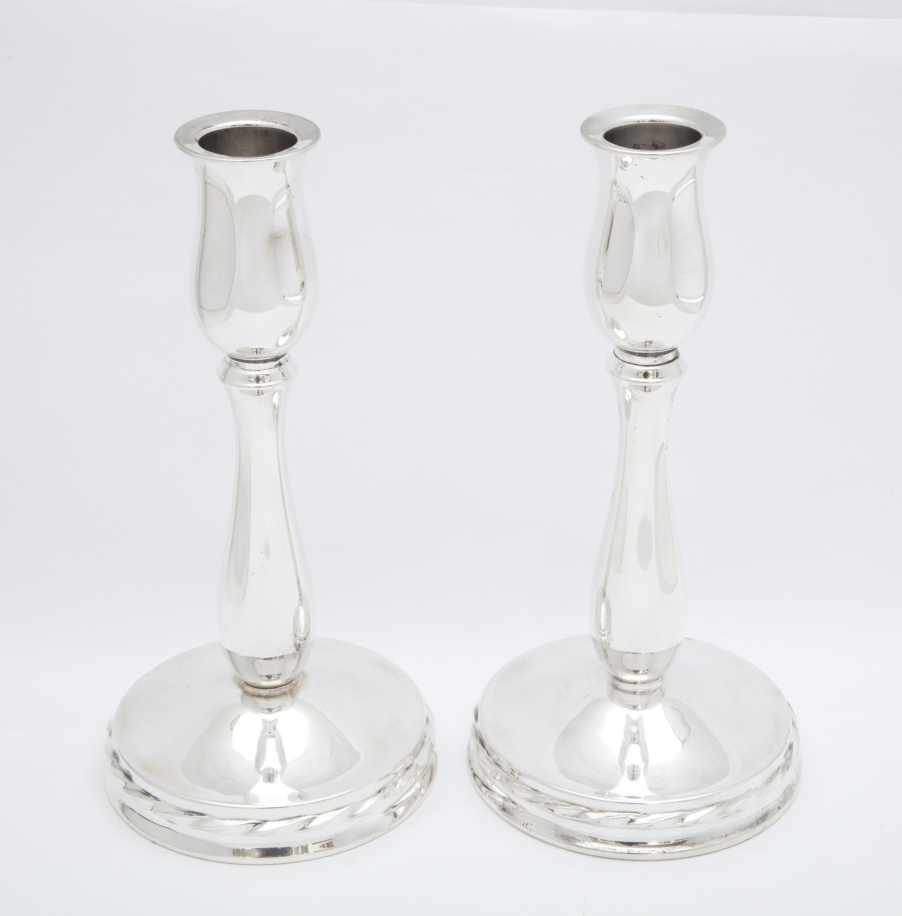 American Pair of Sterling Silver Mid-Century Modern Candlesticks