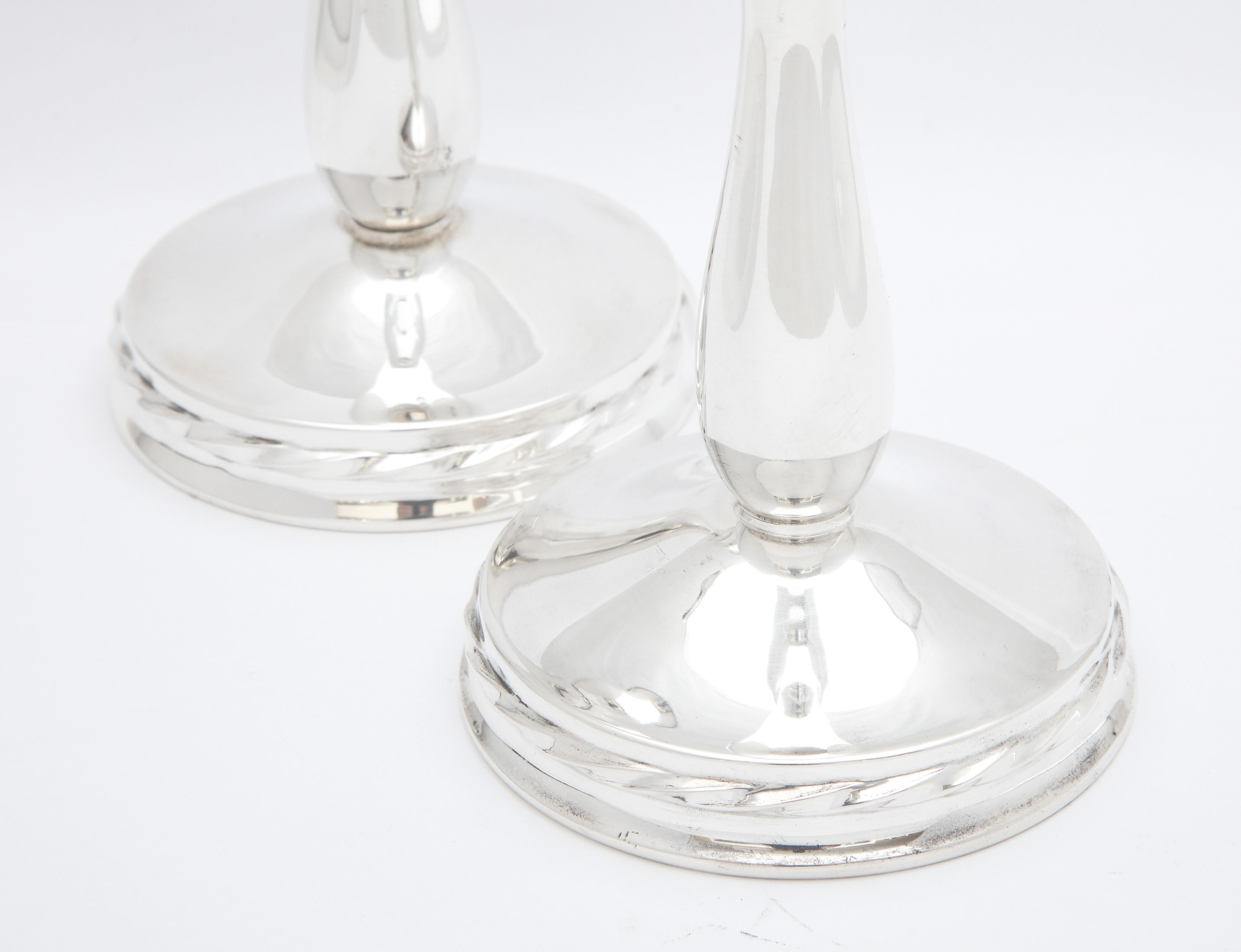 Mid-20th Century Pair of Sterling Silver Mid-Century Modern Candlesticks