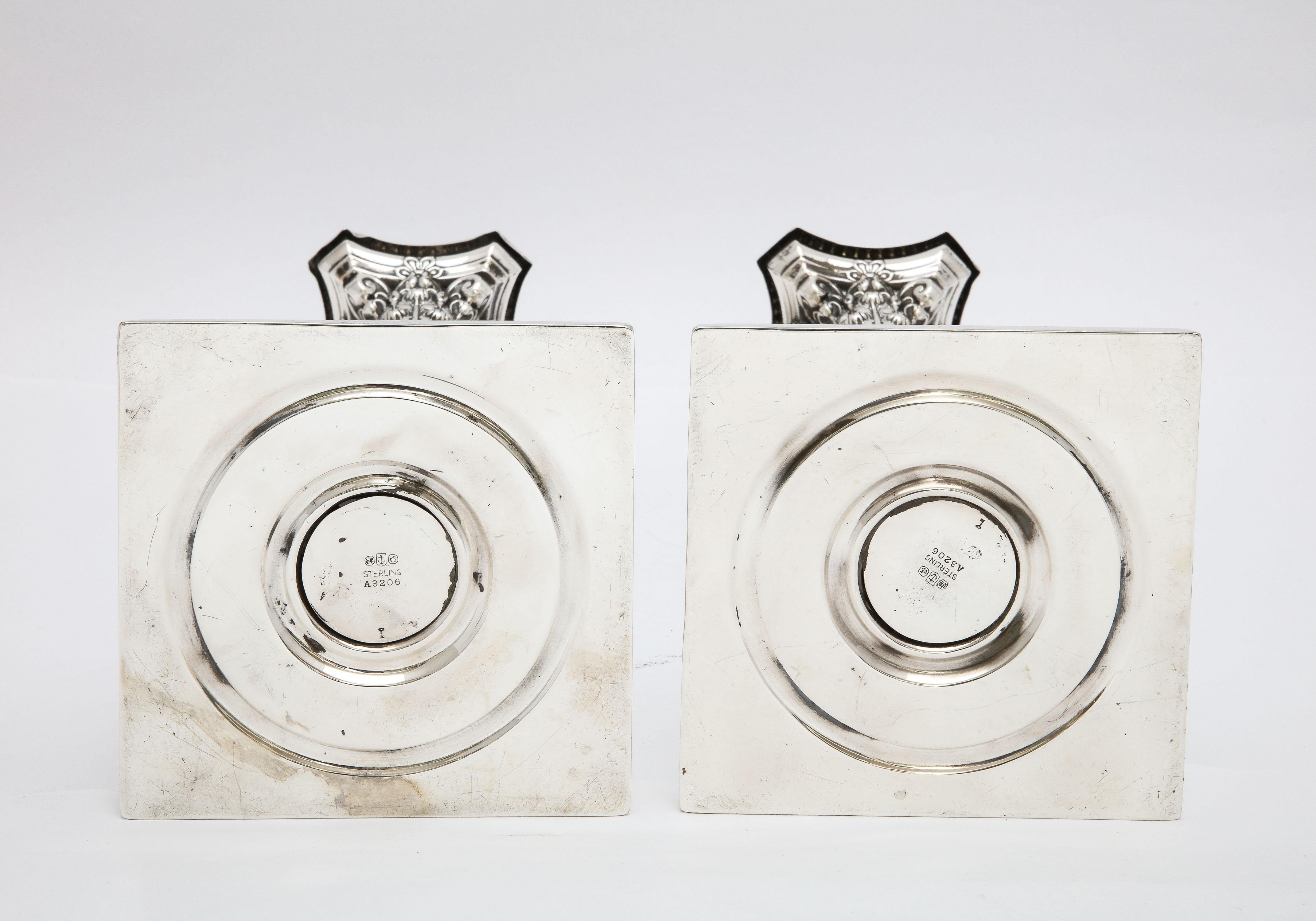 Pair of Sterling Silver Neoclassical-Style Corinthian Column Candlesticks 6