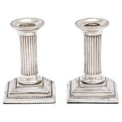 Pair of Sterling Silver Neoclassical-Style Corinthian Column Candlesticks