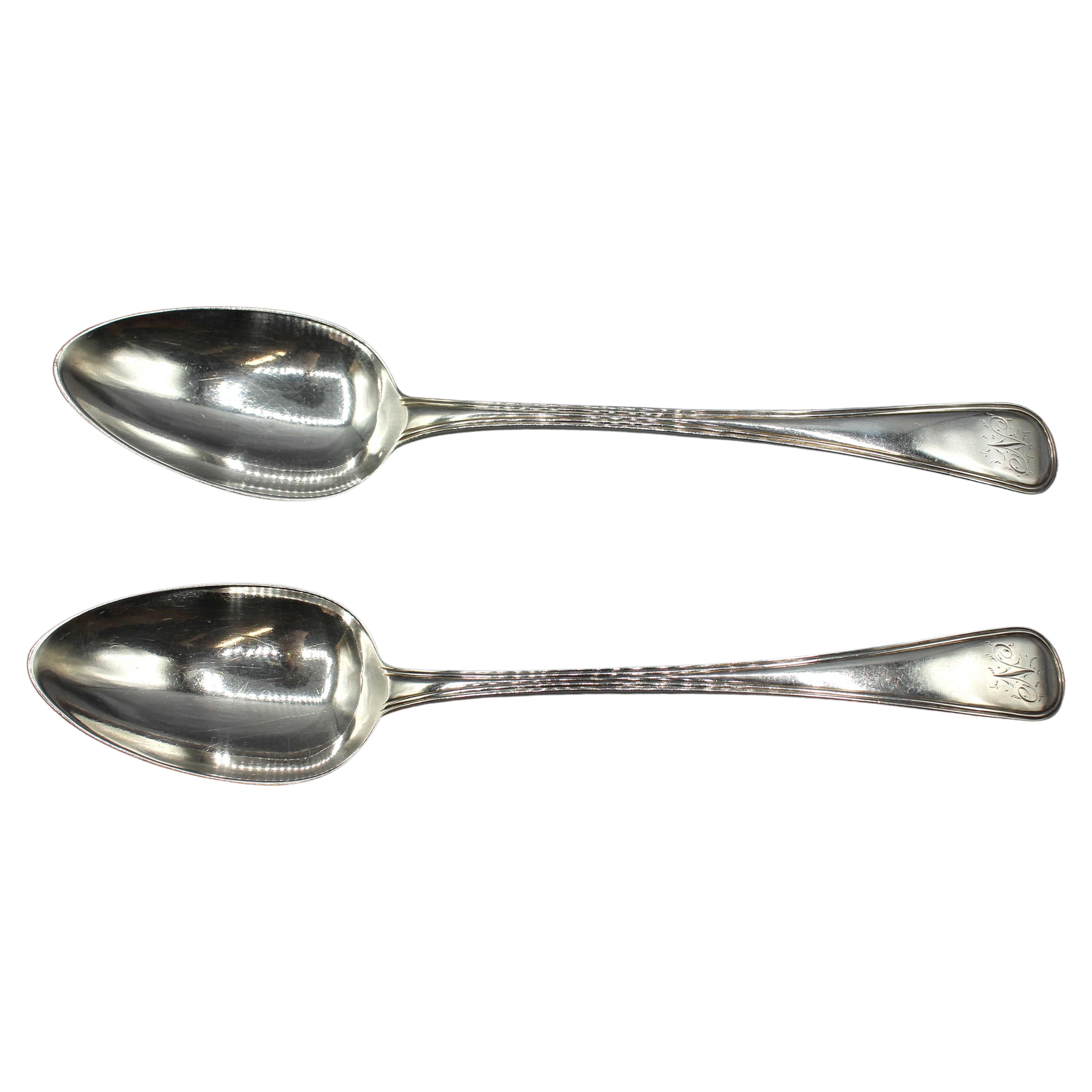 Pair of Sterling Silver Peter, Anne & William Bateman Tablespoons, London, 1801 For Sale