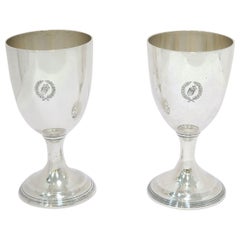 Pair of Sterling Silver P.H. Locklin 
Sons Antique Acorn Engraving Goblets
