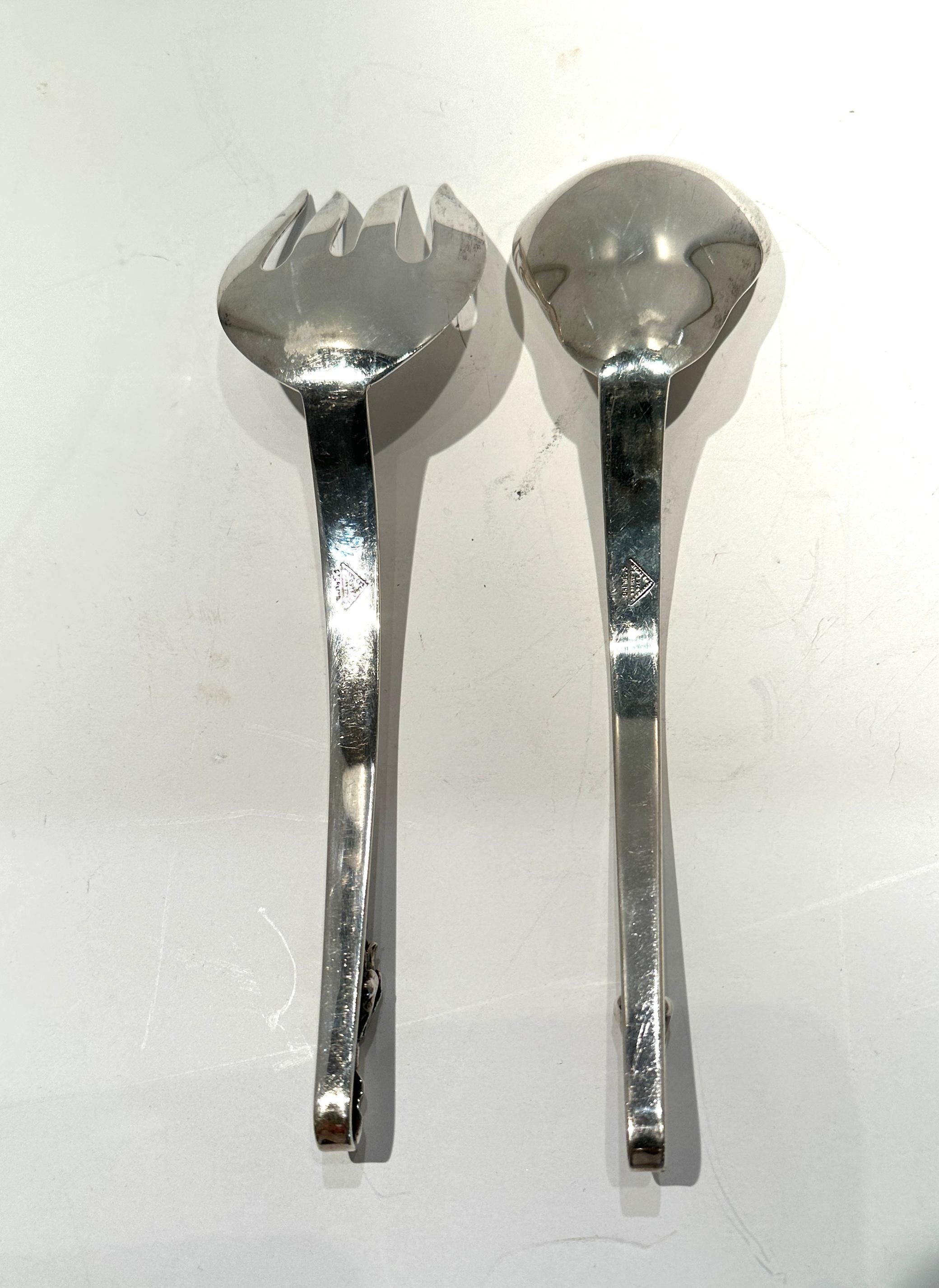 Pair of Sterling Silver Salad Serving Set In Excellent Condition For Sale In Summerland, CA