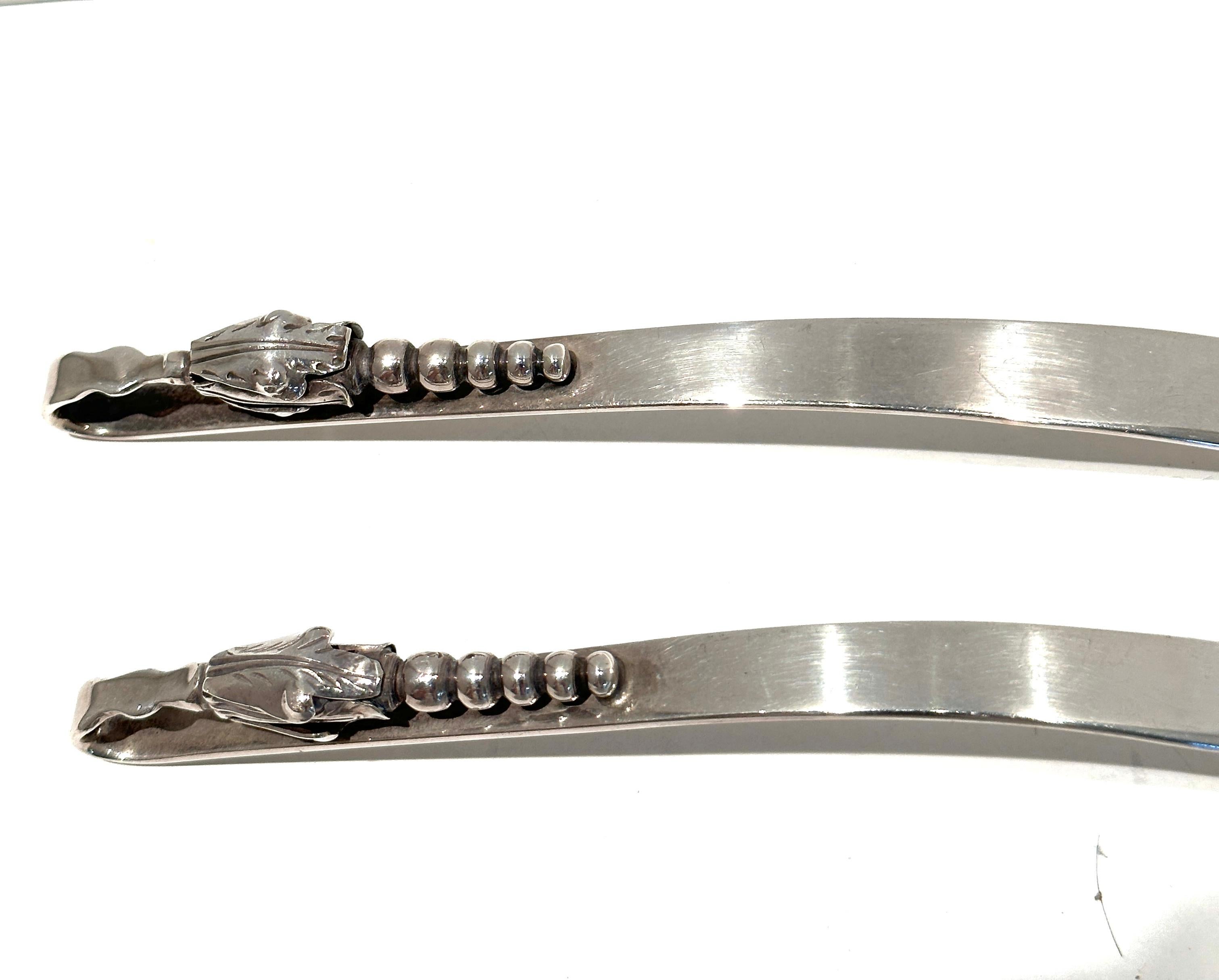 Late 20th Century Pair of Sterling Silver Salad Serving Set For Sale