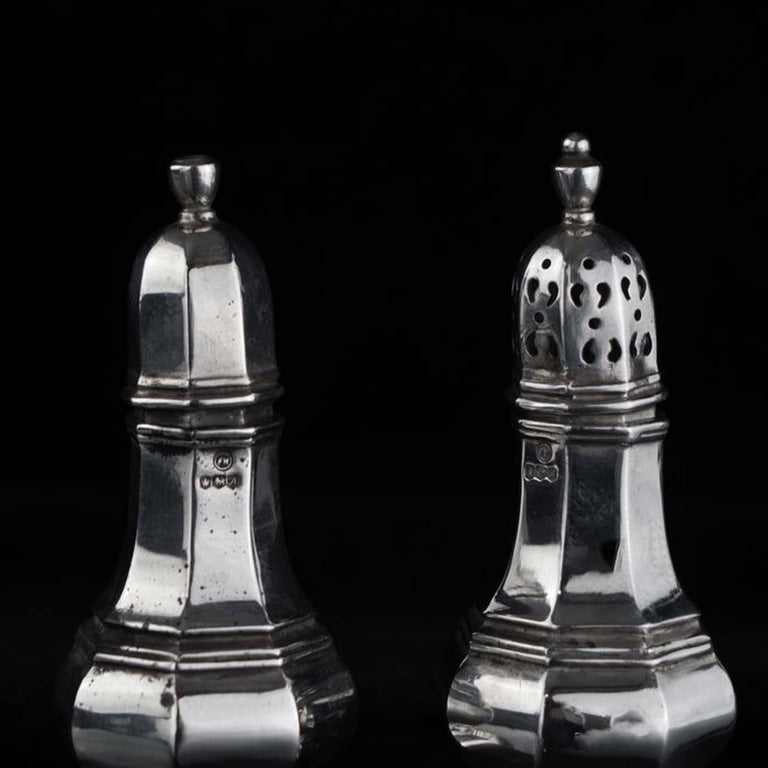 British Pair of Sterling Silver Salt and Pepper