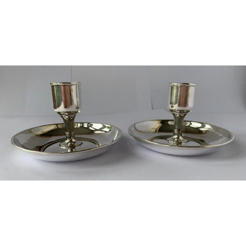 Pair of Sterling Silver Saucer Candle Holders by Tiffany & Co Ltd For Sale 5