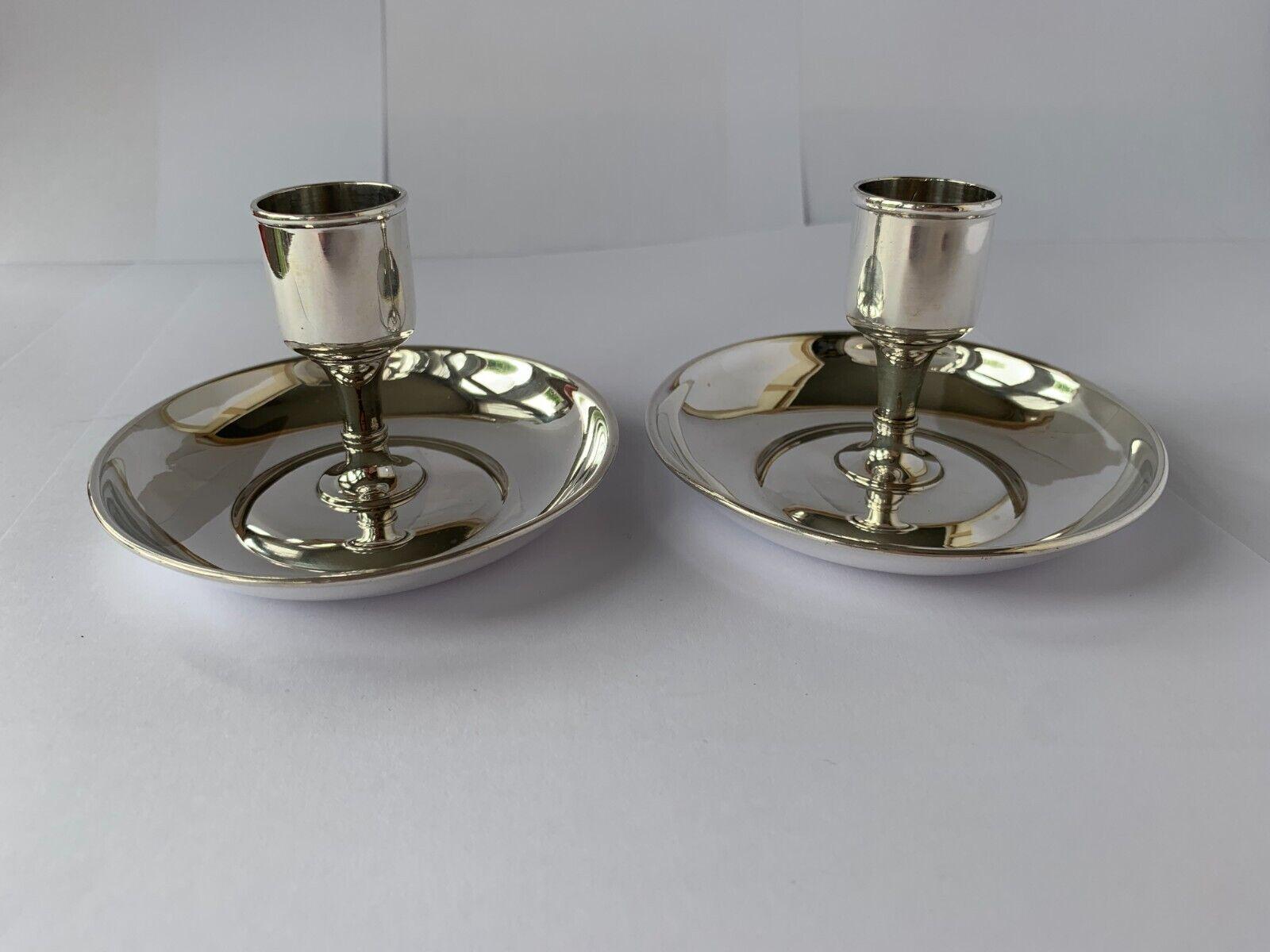 Pair of Sterling Silver Saucer Candle Holders by Tiffany & Co Ltd For Sale 6