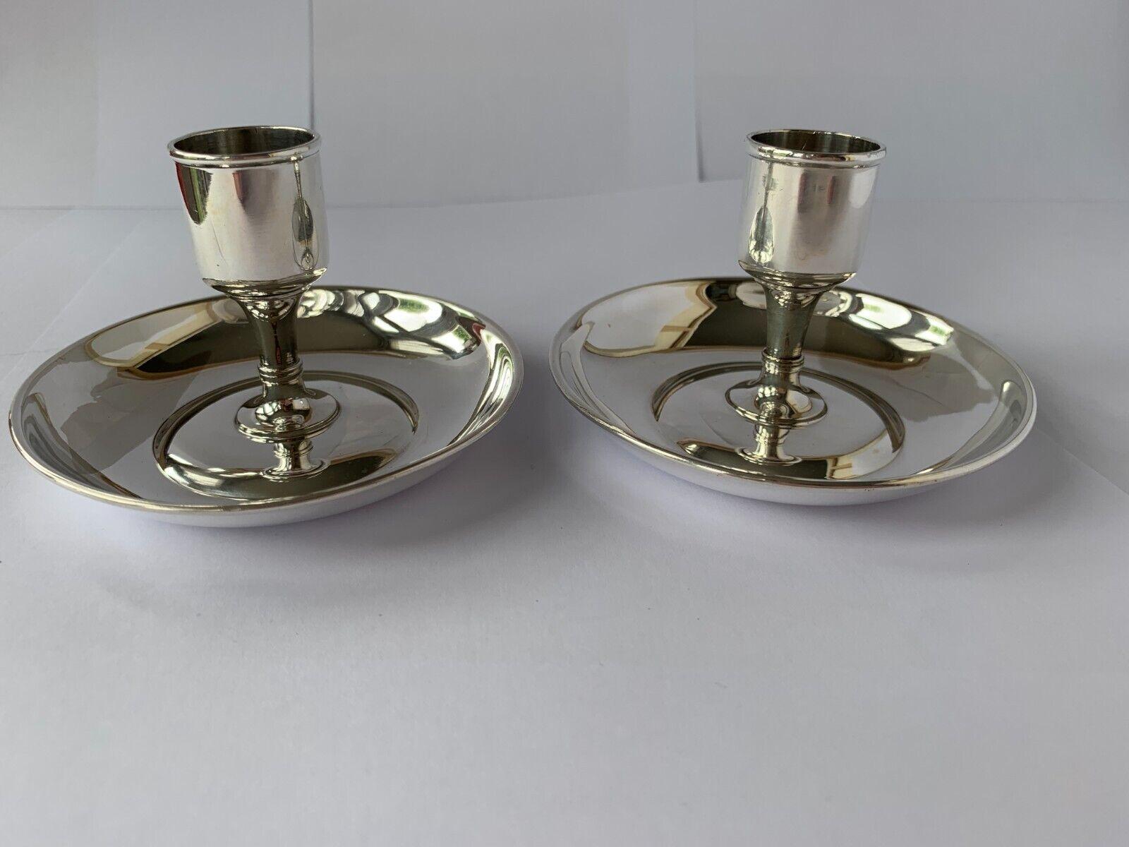Pair of Sterling Silver Saucer Candle Holders by Tiffany & Co Ltd For Sale 7