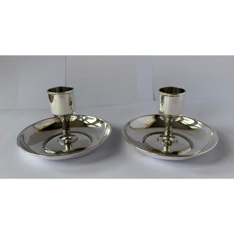 Pair of Sterling Silver Saucer Candle Holders by Tiffany & Co Ltd For Sale 1
