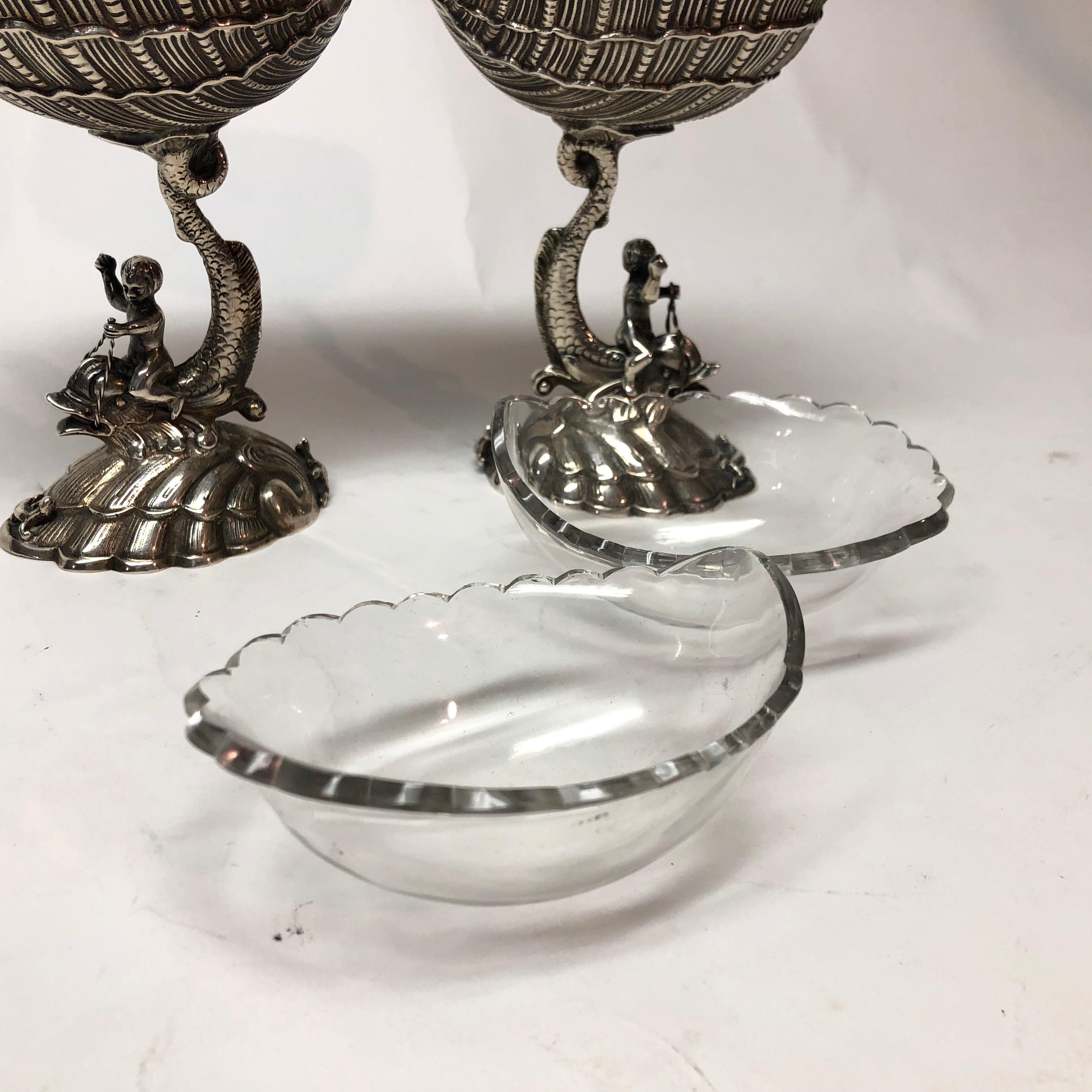 20th Century Pair of Sterling Silver Seafood Cups