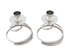 Pair of Sterling Silver Spiral Candlesticks by Fisher Silversmiths