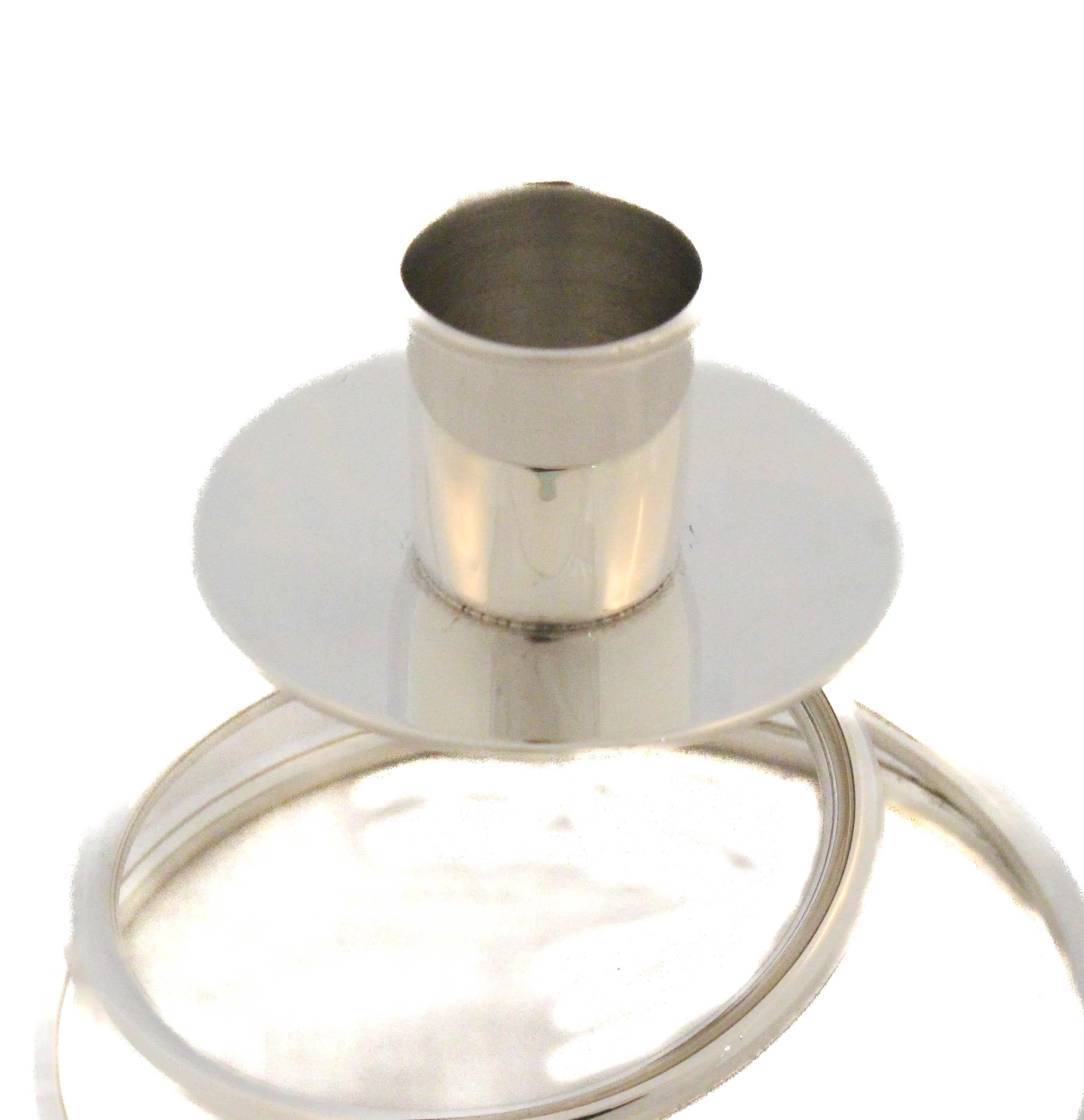 Pair of Sterling Silver Spiral Candlesticks by Fisher Silversmiths In Excellent Condition For Sale In Brooklyn, NY