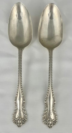 Early 20th Century Sterling Silver Serving Spoons, Monogrammed 'E'