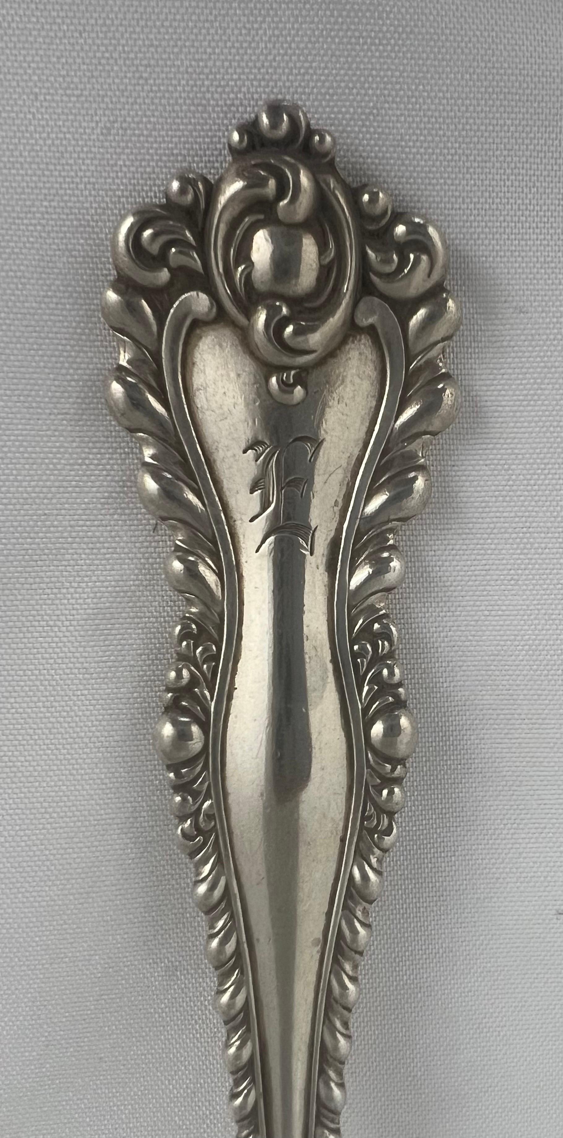 American Classical Pair of Sterling Silver Spoons Monogrammed 