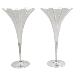 Pair of Sterling Silver Tiffany Vases