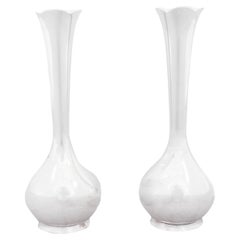 Retro Pair of Sterling Silver Tiffany Vases