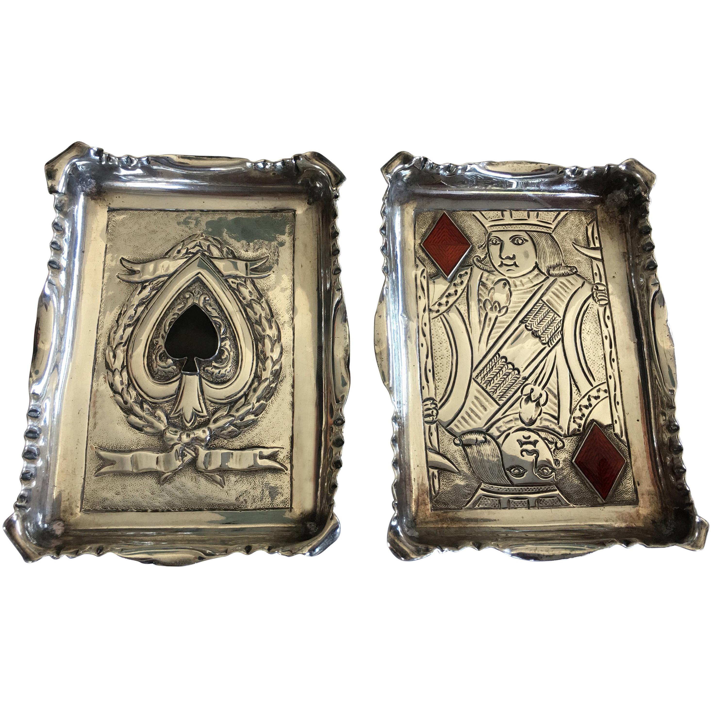 Pair of Sterling Silver Trays