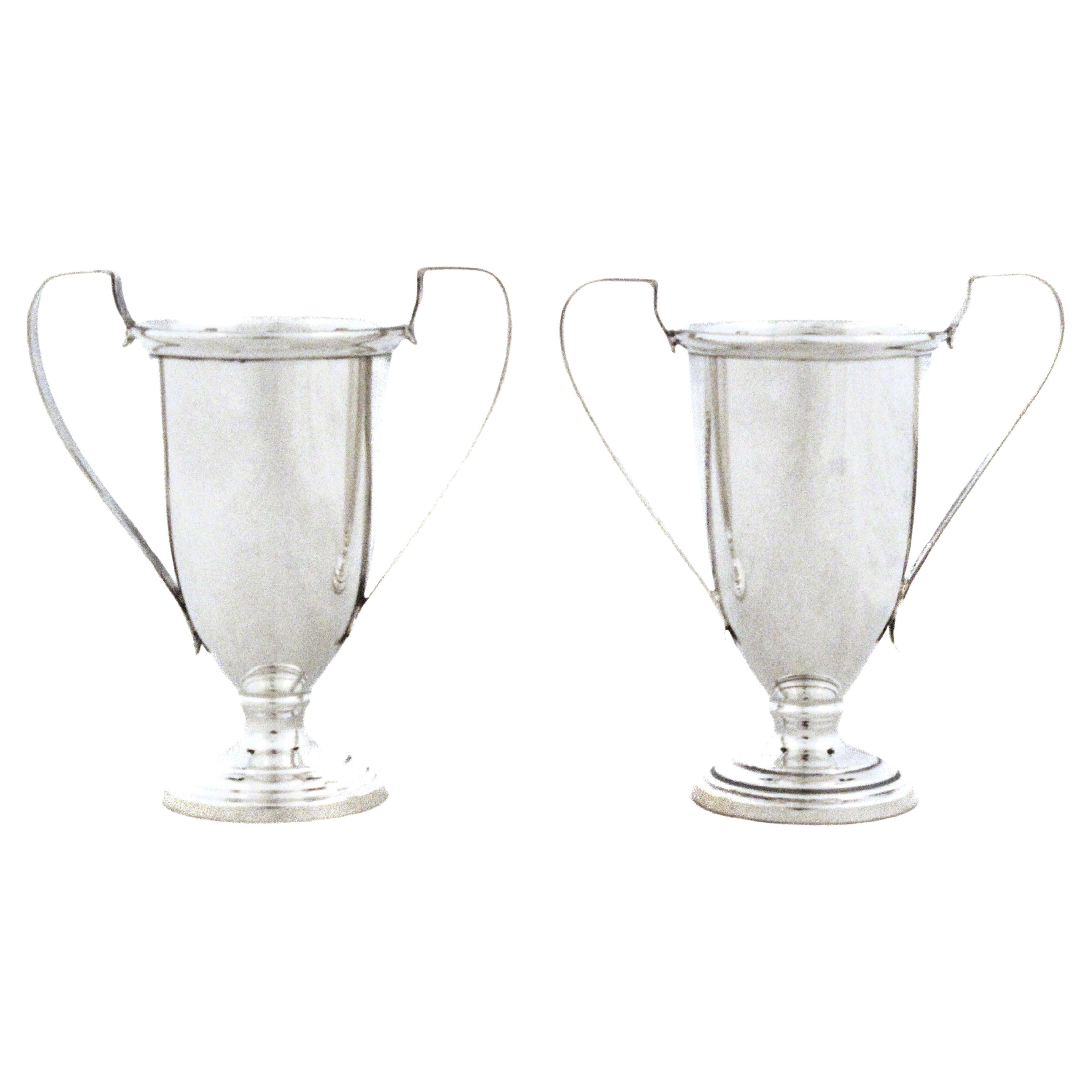 Pair of Sterling Silver Trophy Vases