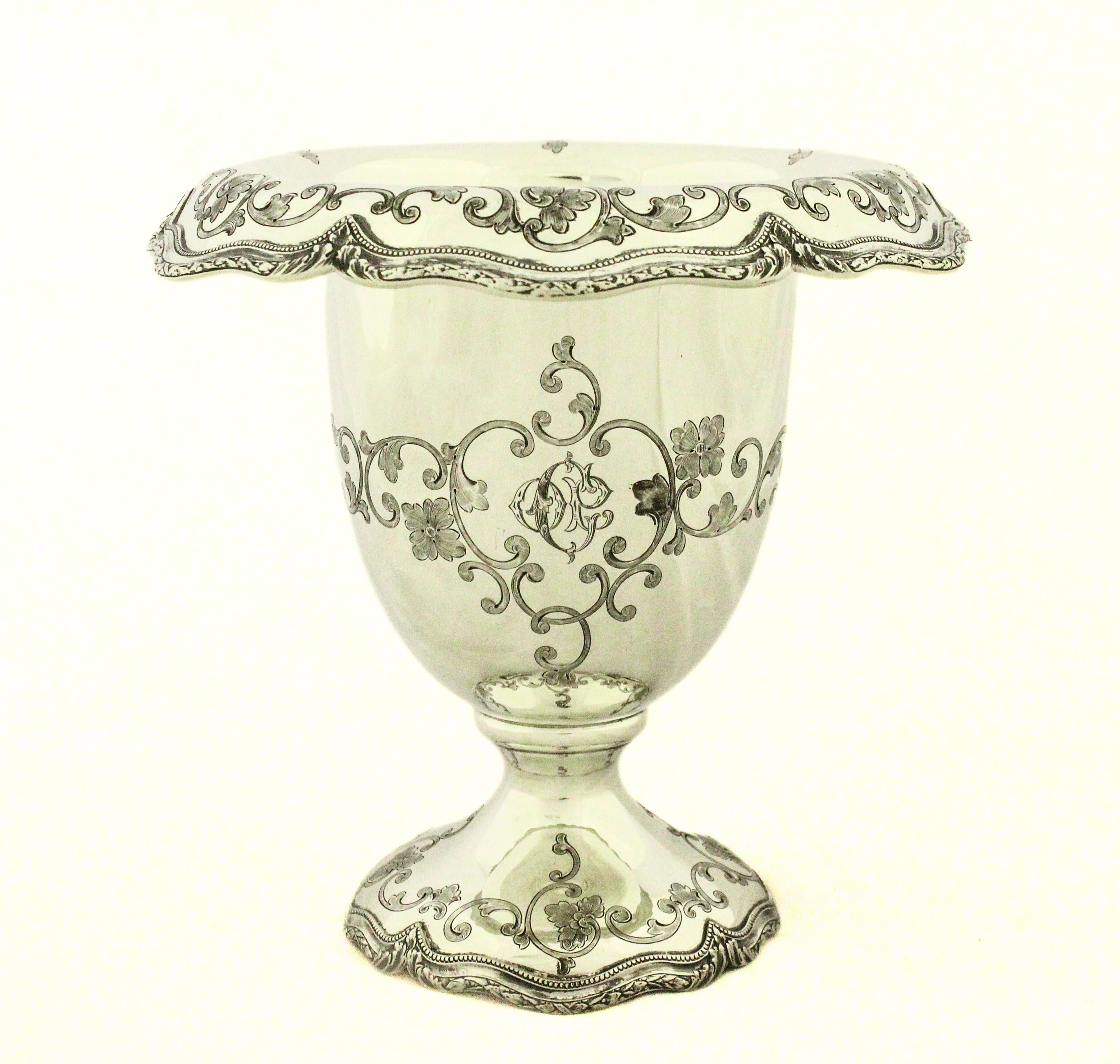 American Pair of Sterling Silver Urn-Form Vases For Sale