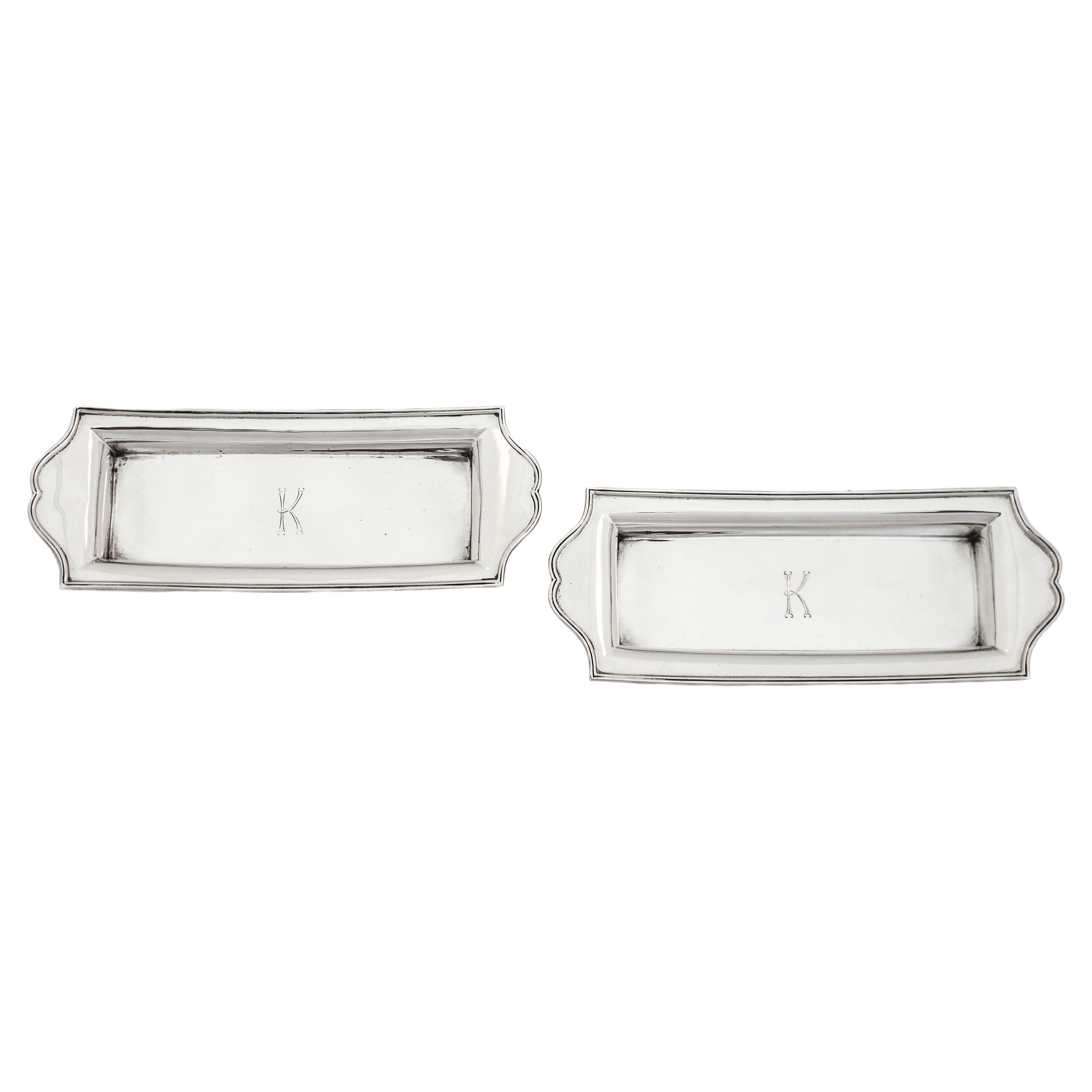 Pair of Sterling Silver Vanity Trays For Sale at 1stDibs