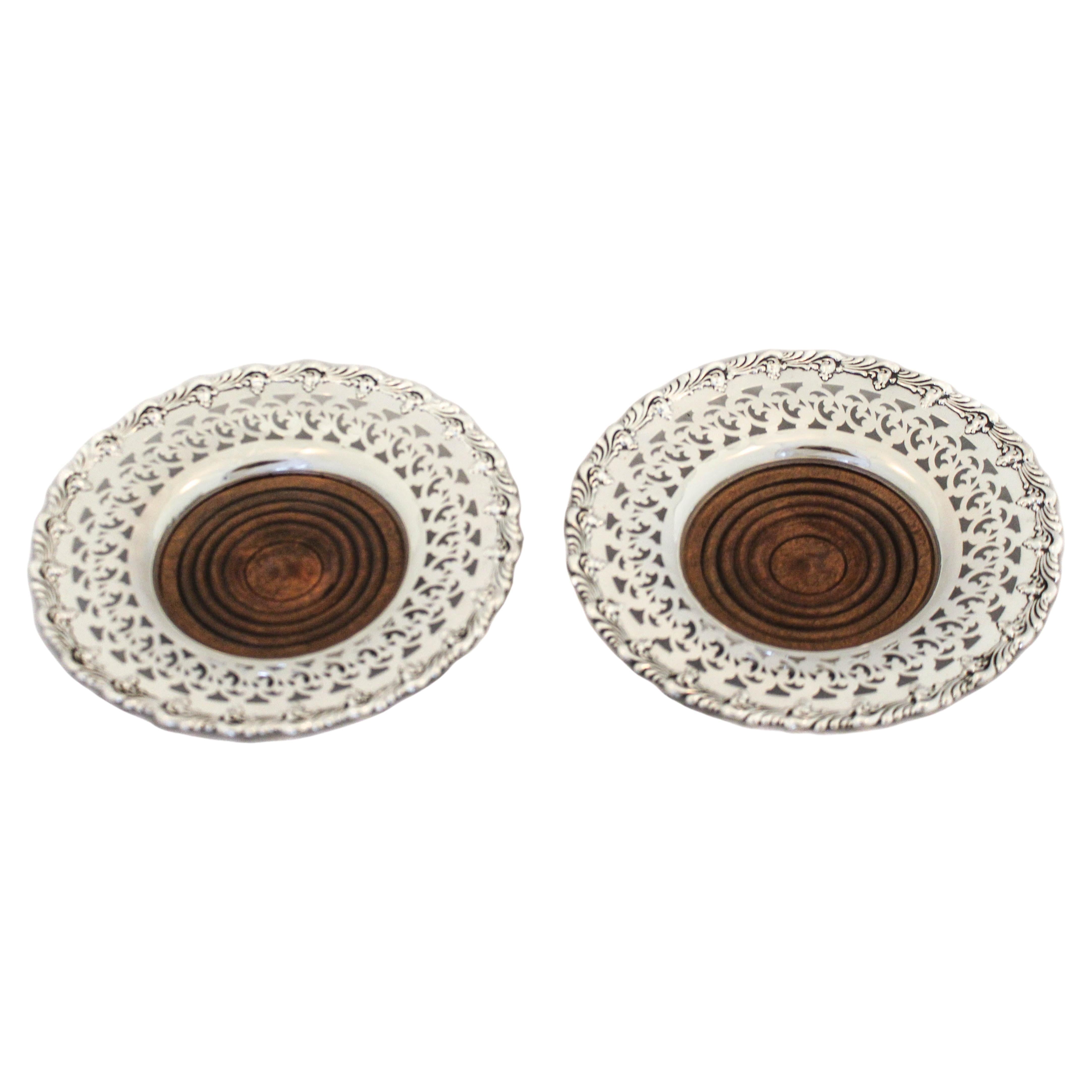 Pair of Sterling Silver Wine Coasters