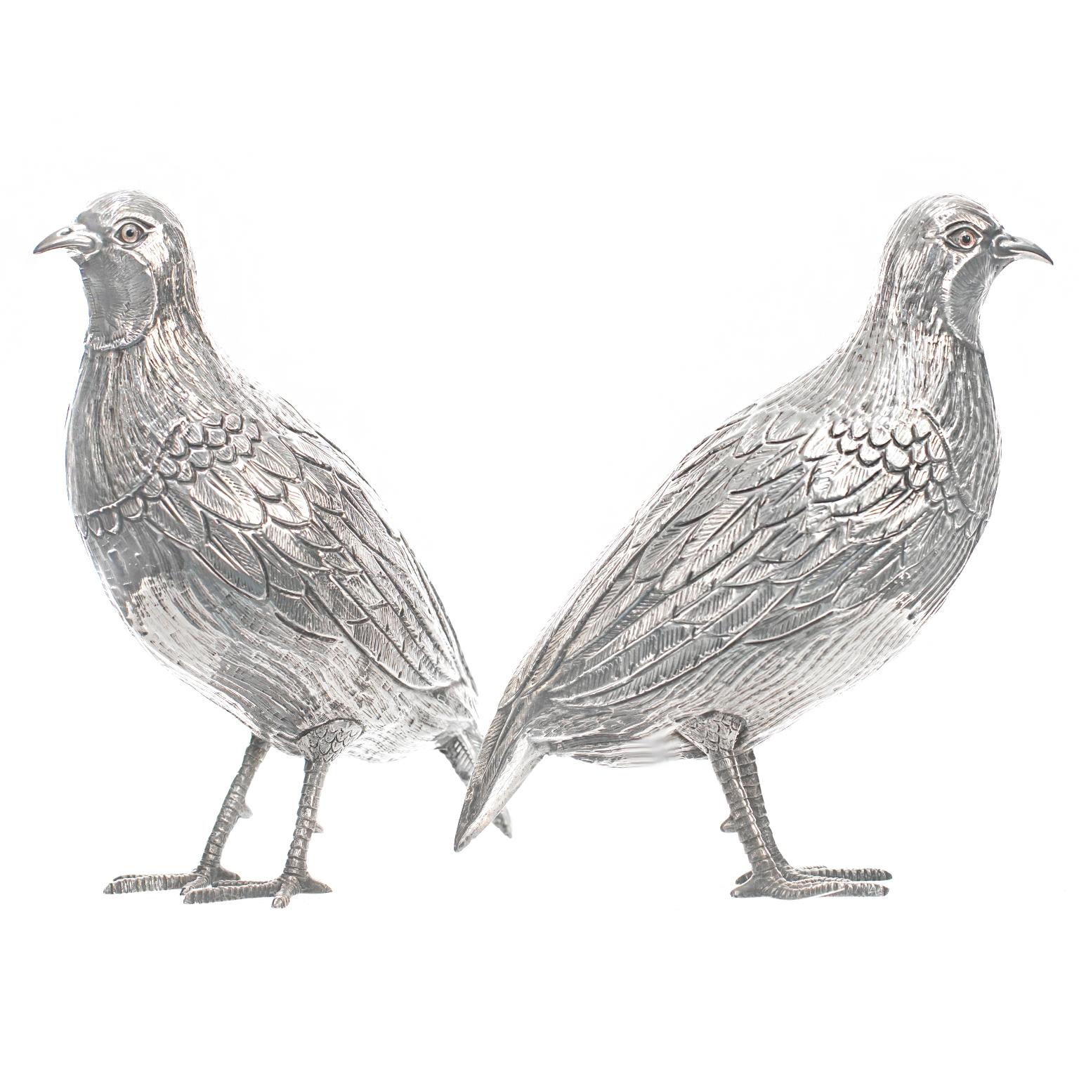 Pair of Sterling Table Birds, circa 1890s In Excellent Condition In Litchfield, CT