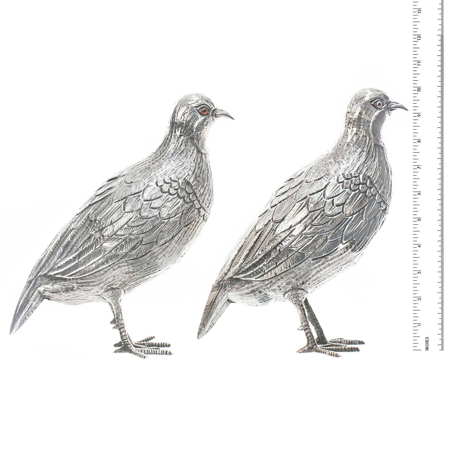 Silver Pair of Sterling Table Birds, circa 1890s
