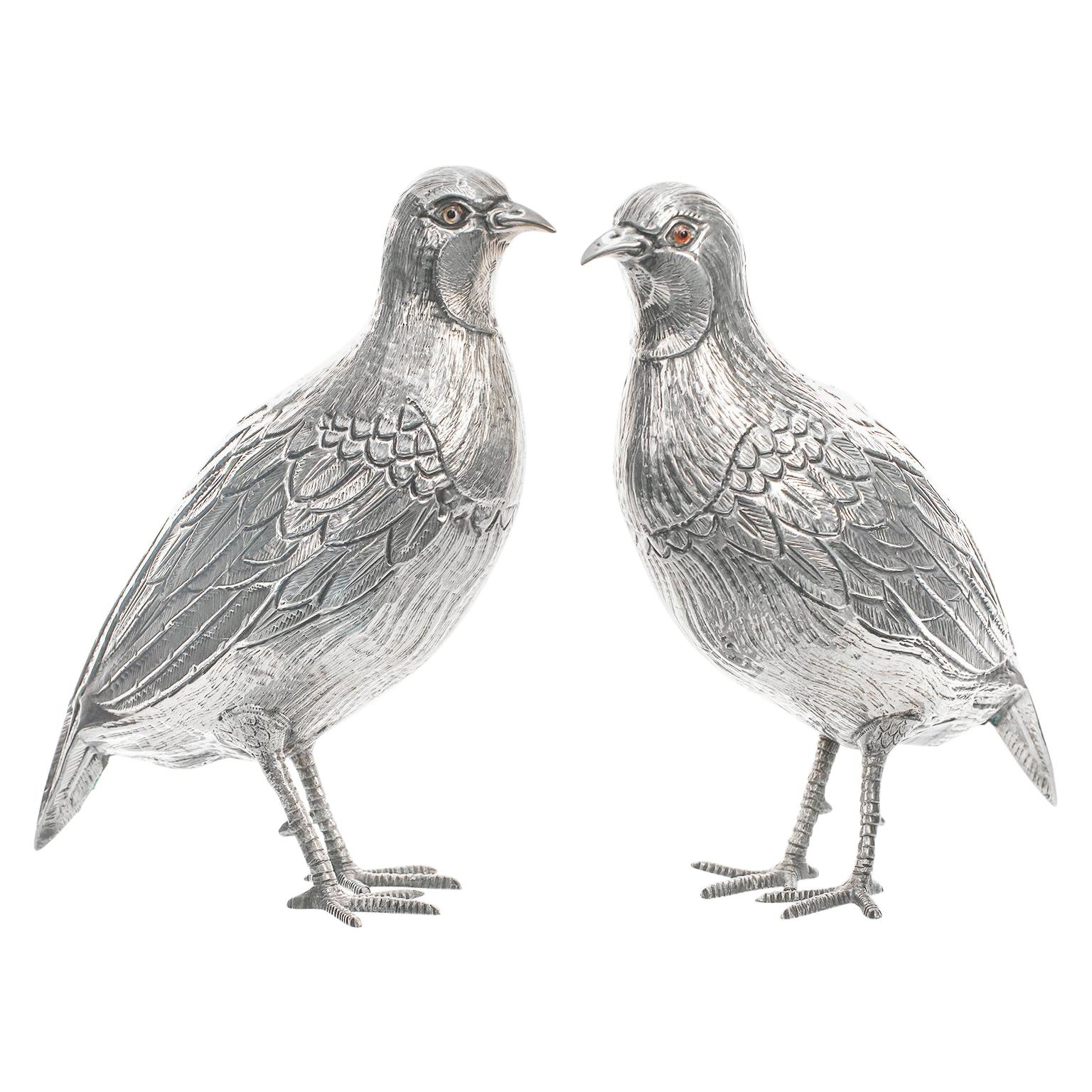 Pair of Sterling Table Birds, circa 1890s