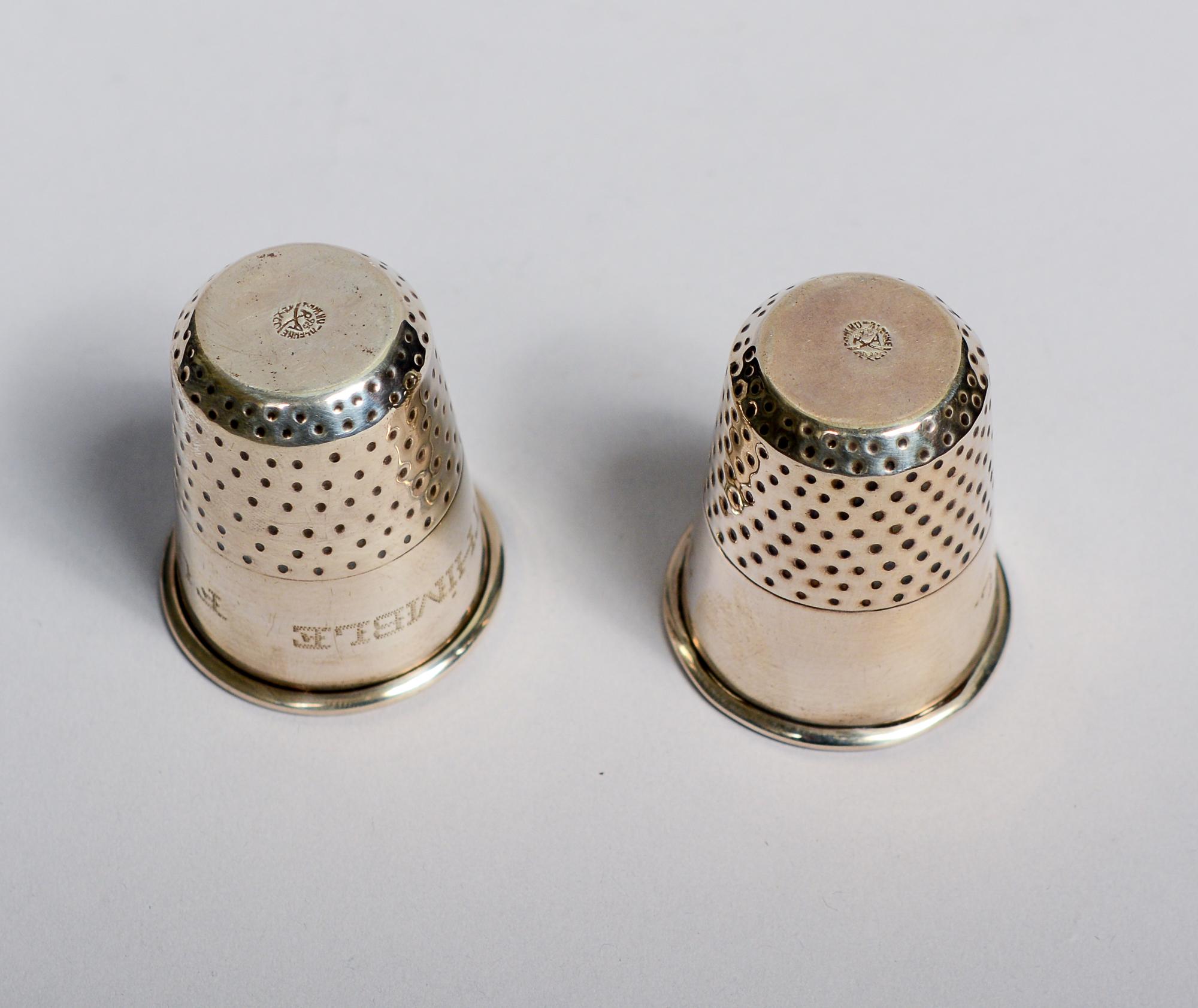 Mexican Pair of Sterling Thimble Full Cocktail Measure Jigger by Rancho Alegre