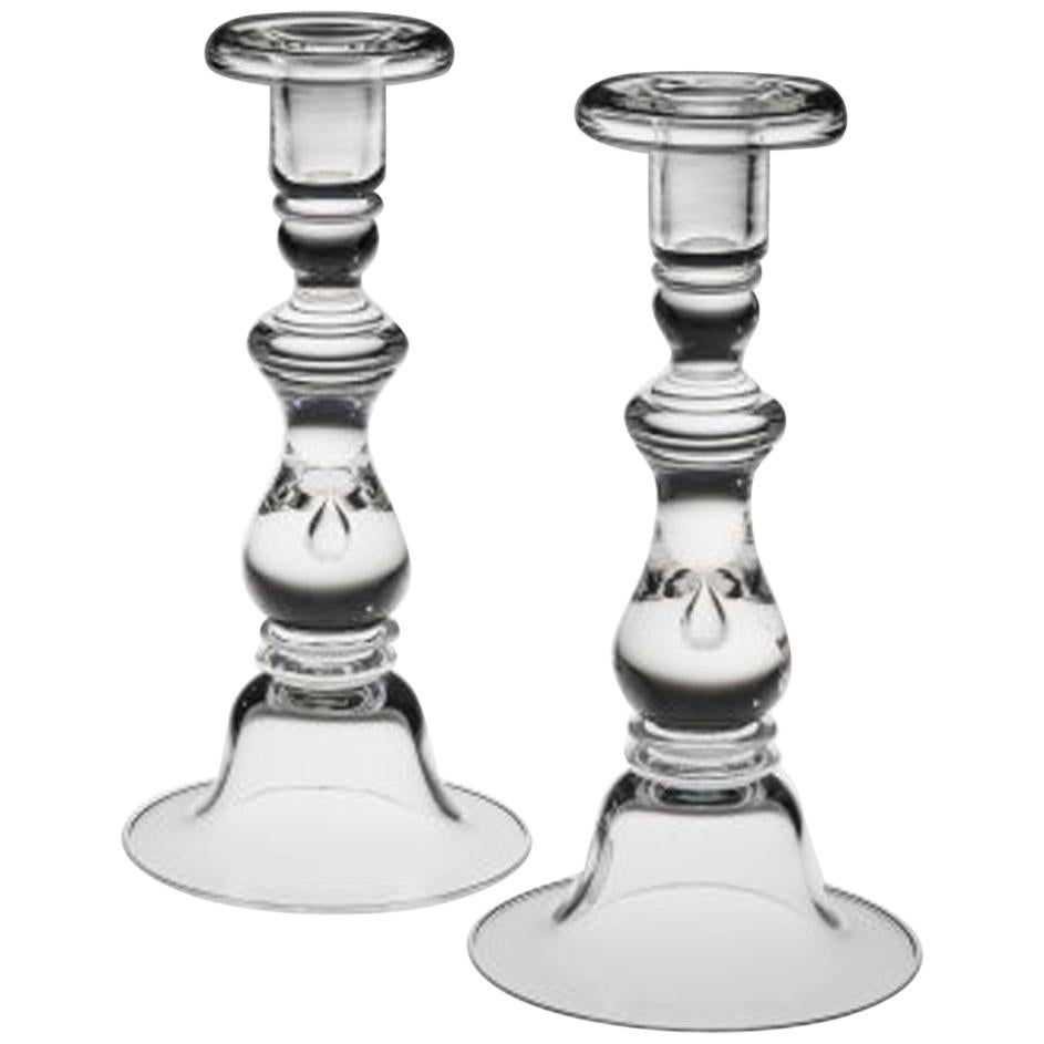 Pair of Steuben Baluster Candlesticks in the "Teardrop" Pattern, circa 1950