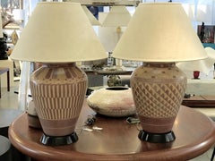 Pair of Steve Chase Designed Native American Pottery Lamps