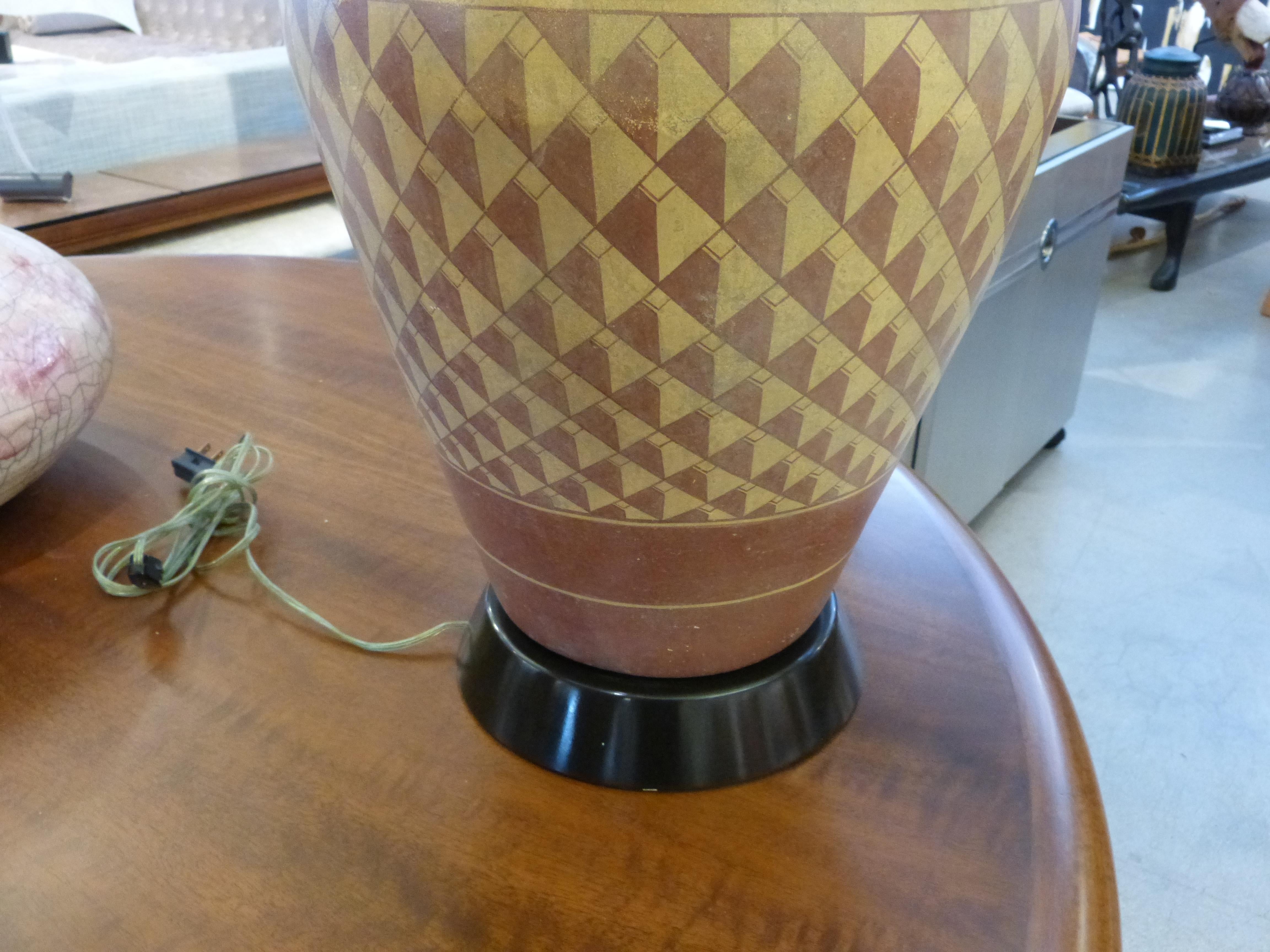 20th Century Pair of Steve Chase Designed Native American Pottery Lamps