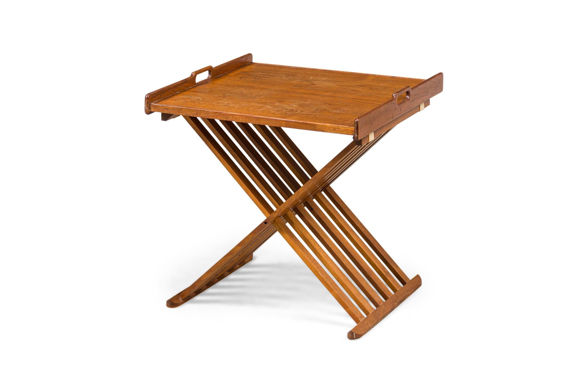 Mid-Century Modern Pair of Stewart MacDougall & Kipp Stewart for Drexel Campaign Folding Tables For Sale