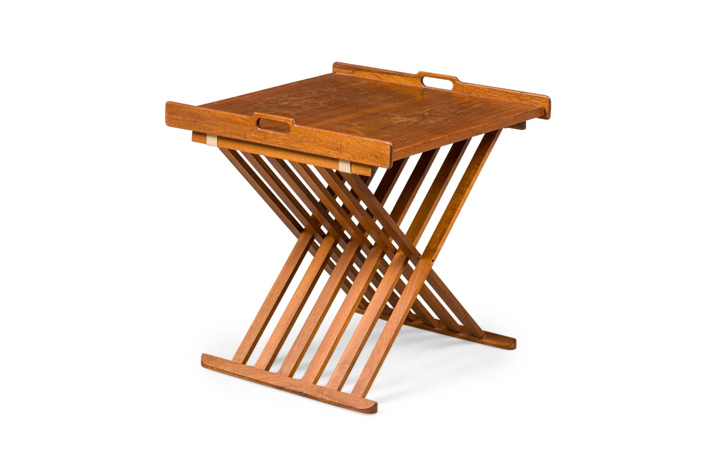 Hand-Crafted Pair of Stewart MacDougall & Kipp Stewart for Drexel Campaign Folding Tables For Sale