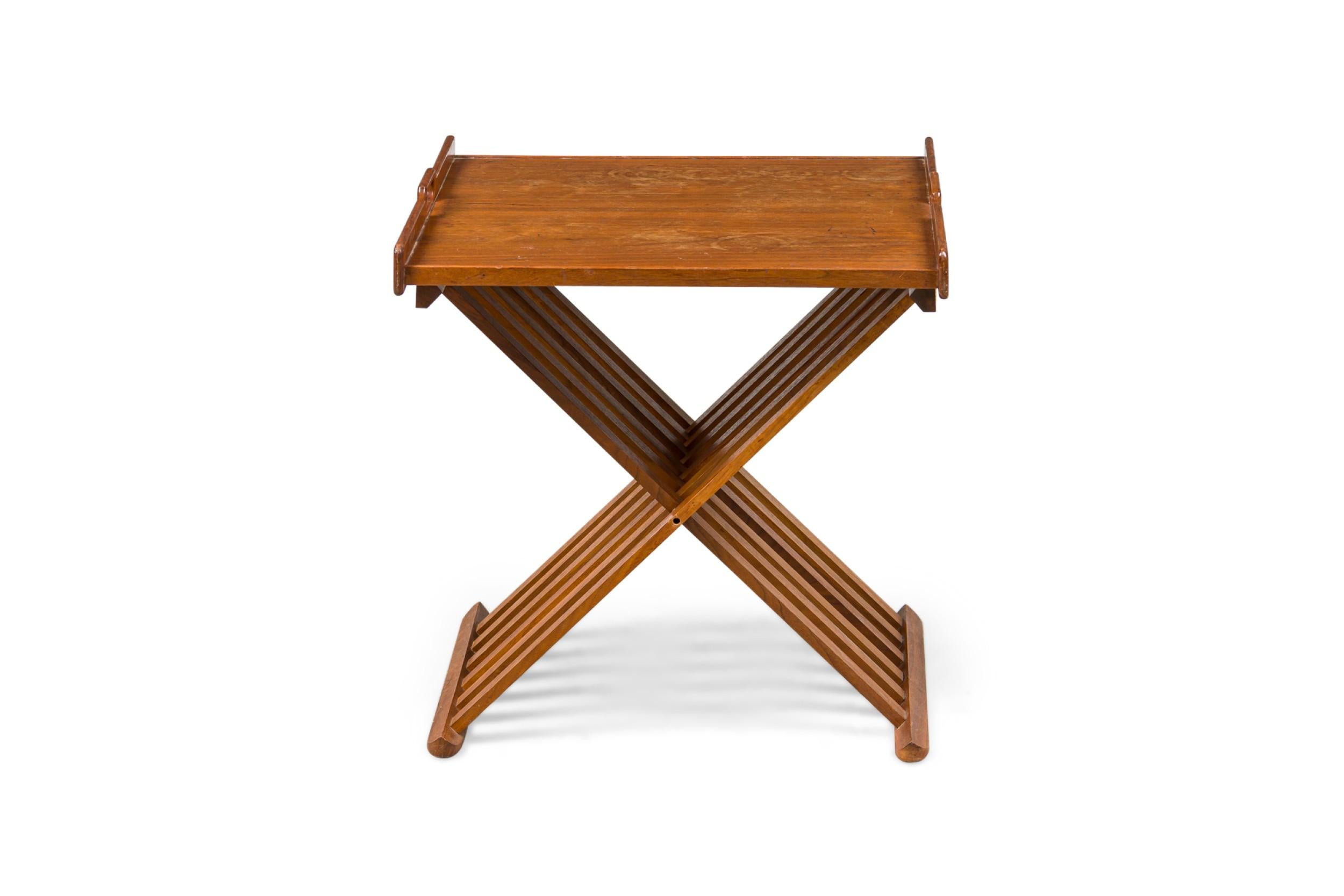 Pair of Stewart MacDougall & Kipp Stewart for Drexel Campaign Folding Tables In Good Condition For Sale In Queens, NY