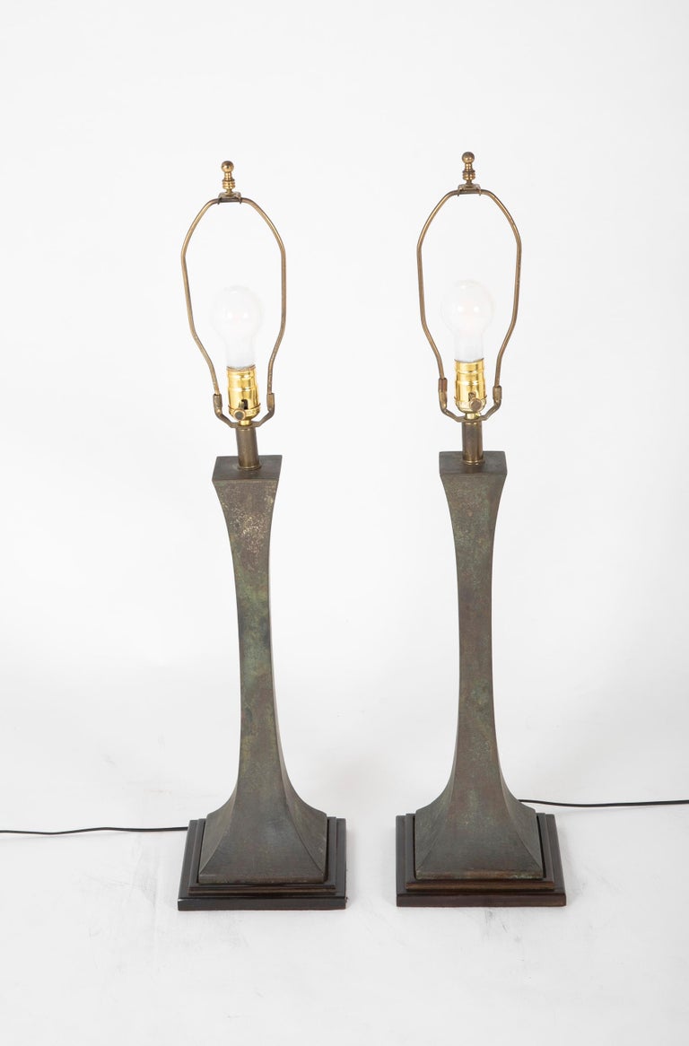 Pair of Stewart Ross James Bronze Table Lamps for Hansen, USA, 1960s