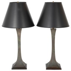 Pair of Stewart Ross James Bronze Table Lamps for Hansen, USA, 1960s