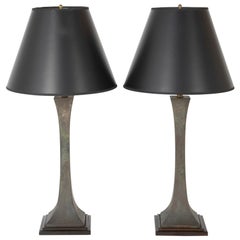 Vintage Pair of Stewart Ross James Bronze Table Lamps for Hansen, USA, 1960s