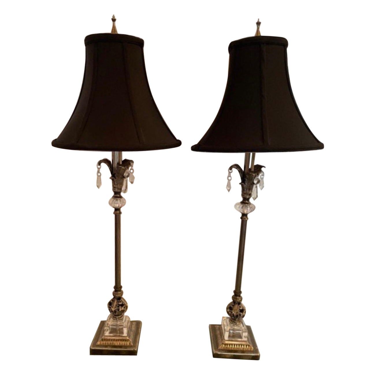 Pair of Stick Lights with Shades For Sale