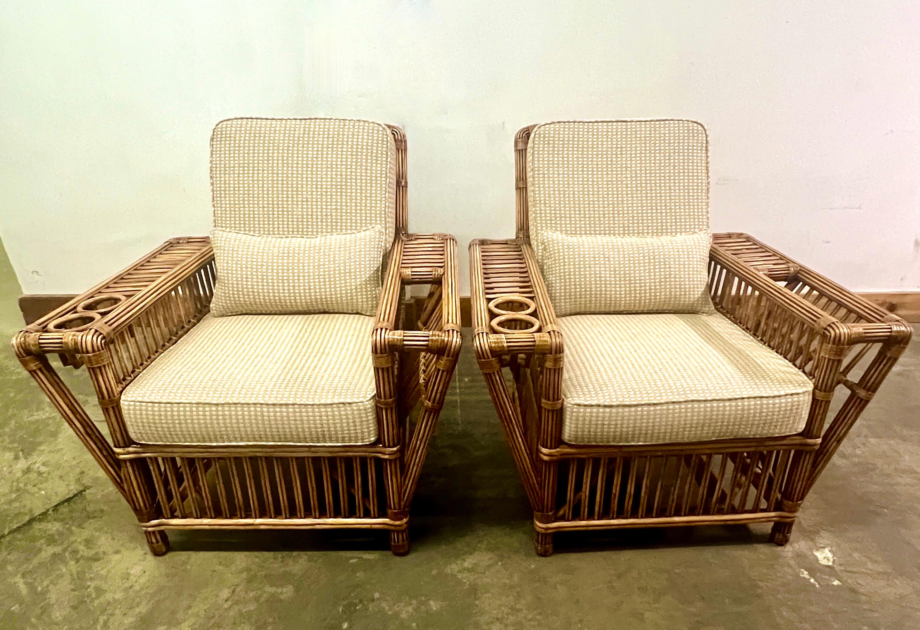 20th Century Pair Presidents Stick Reed Rattan 