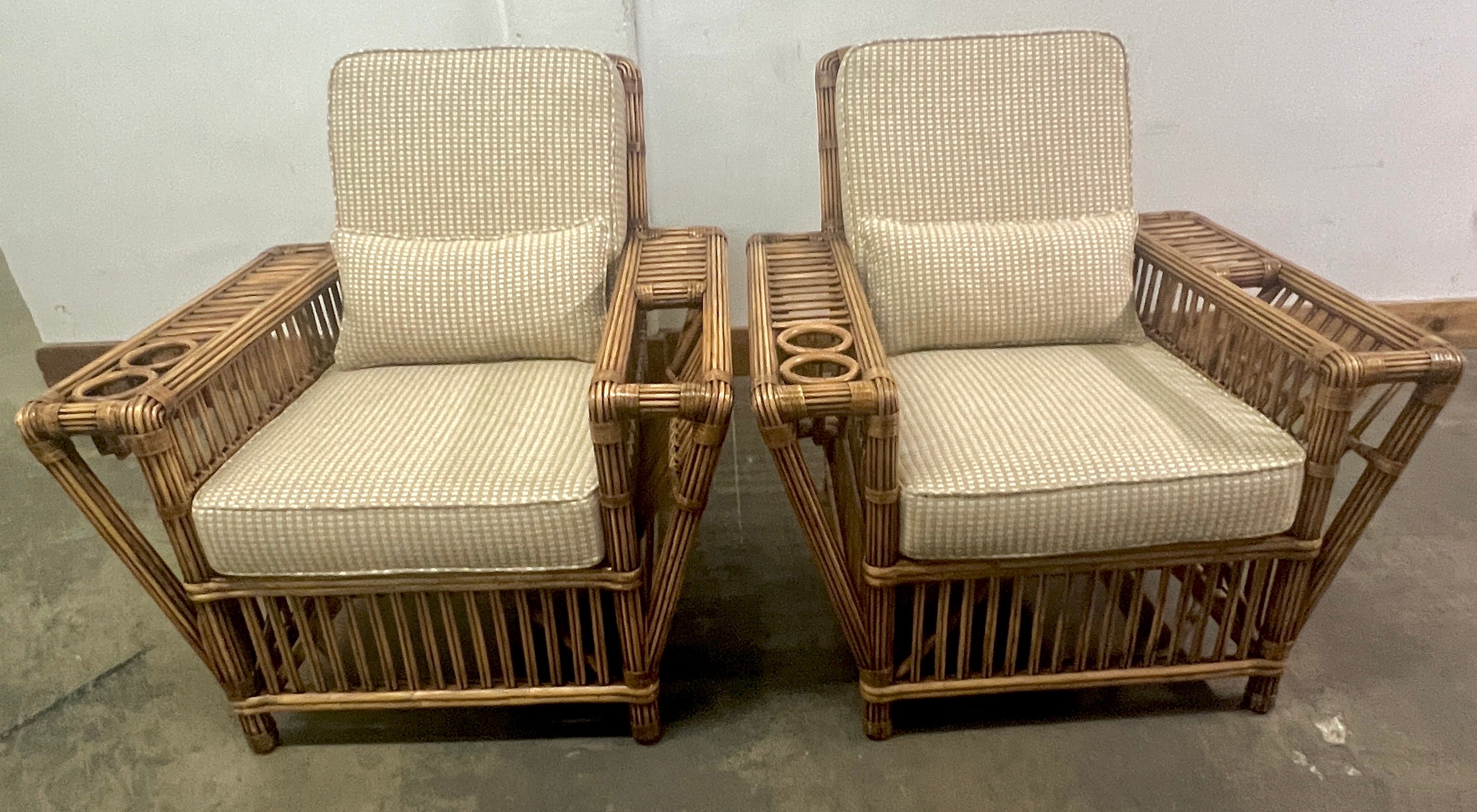 Art Deco Pair Presidents Stick Reed Rattan 