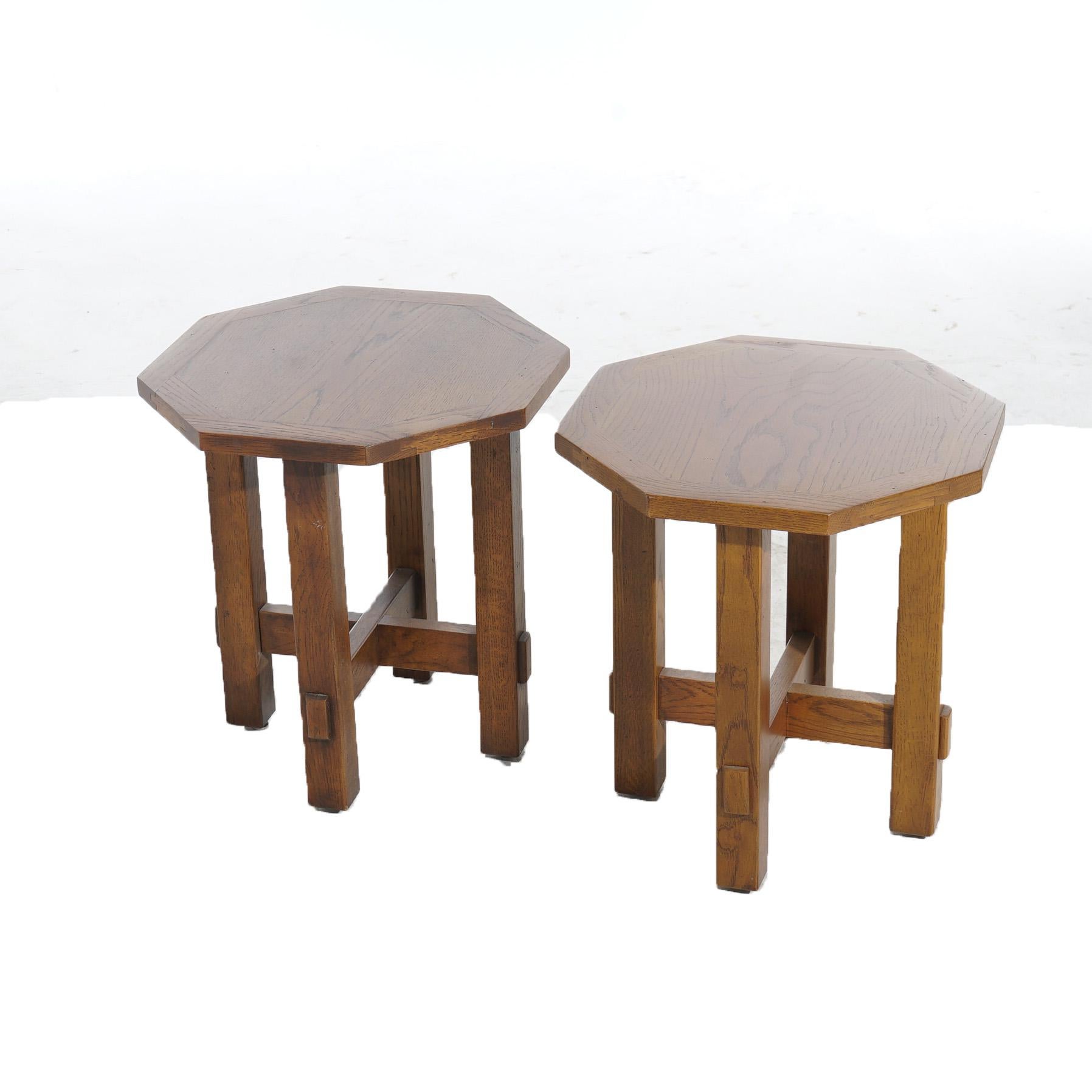 Arts and Crafts Pair of Stickley School Arts & Crafts Mission Oak Octagonal Plant Stands 20thC