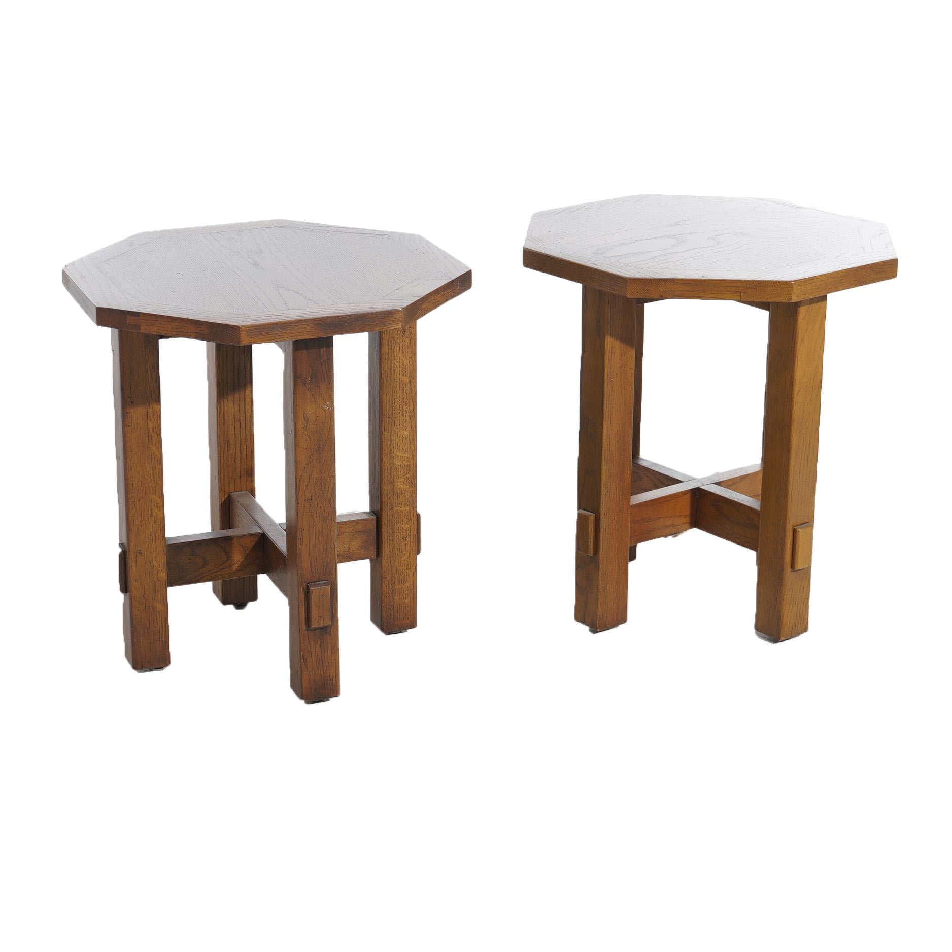 Pair of Stickley School Arts & Crafts Mission Oak Octagonal Plant Stands 20thC 3