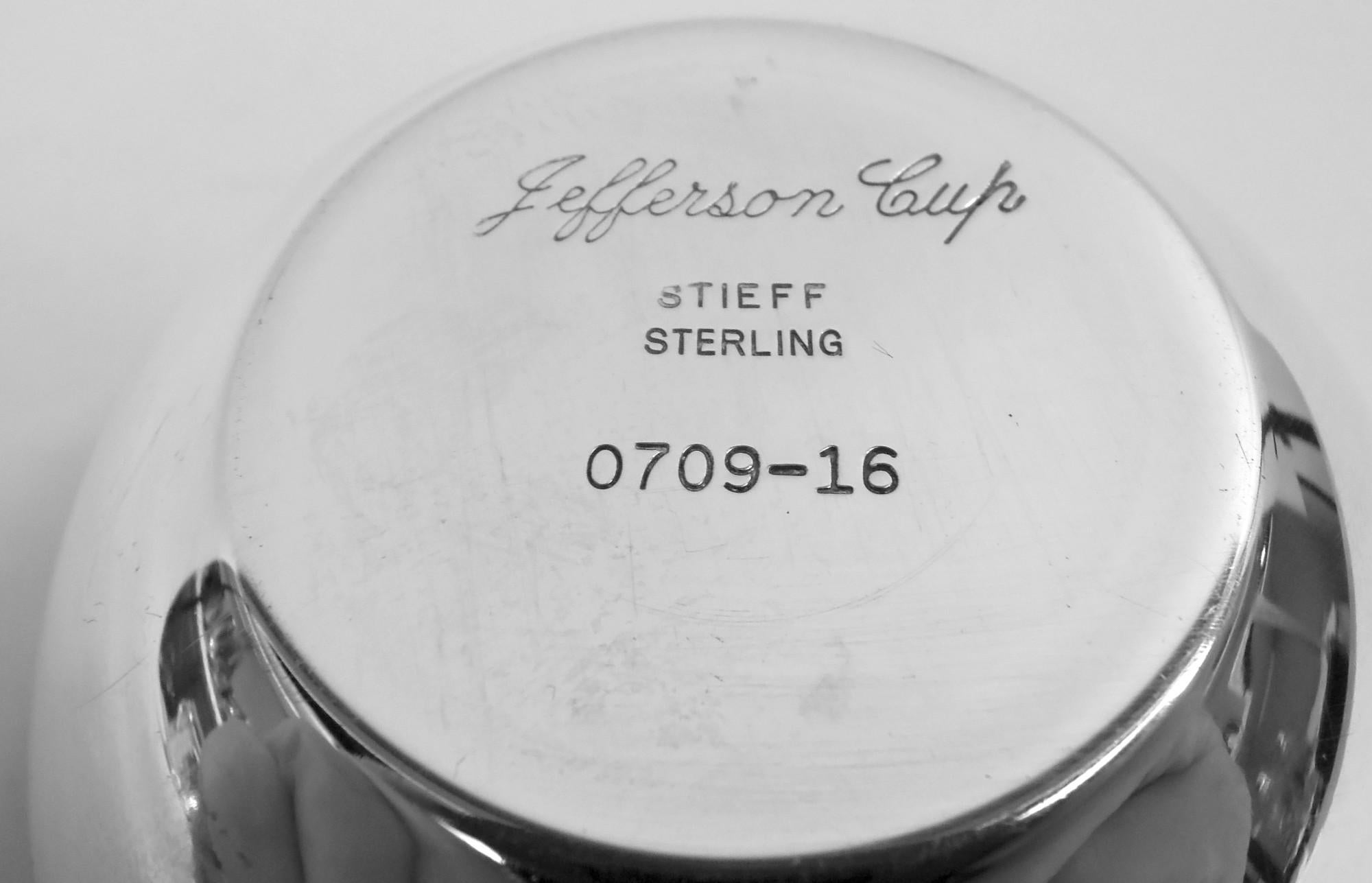 Coppia di tazze Jefferson in argento Sterling Stieff Colonial Revival con astuccio in vendita 4