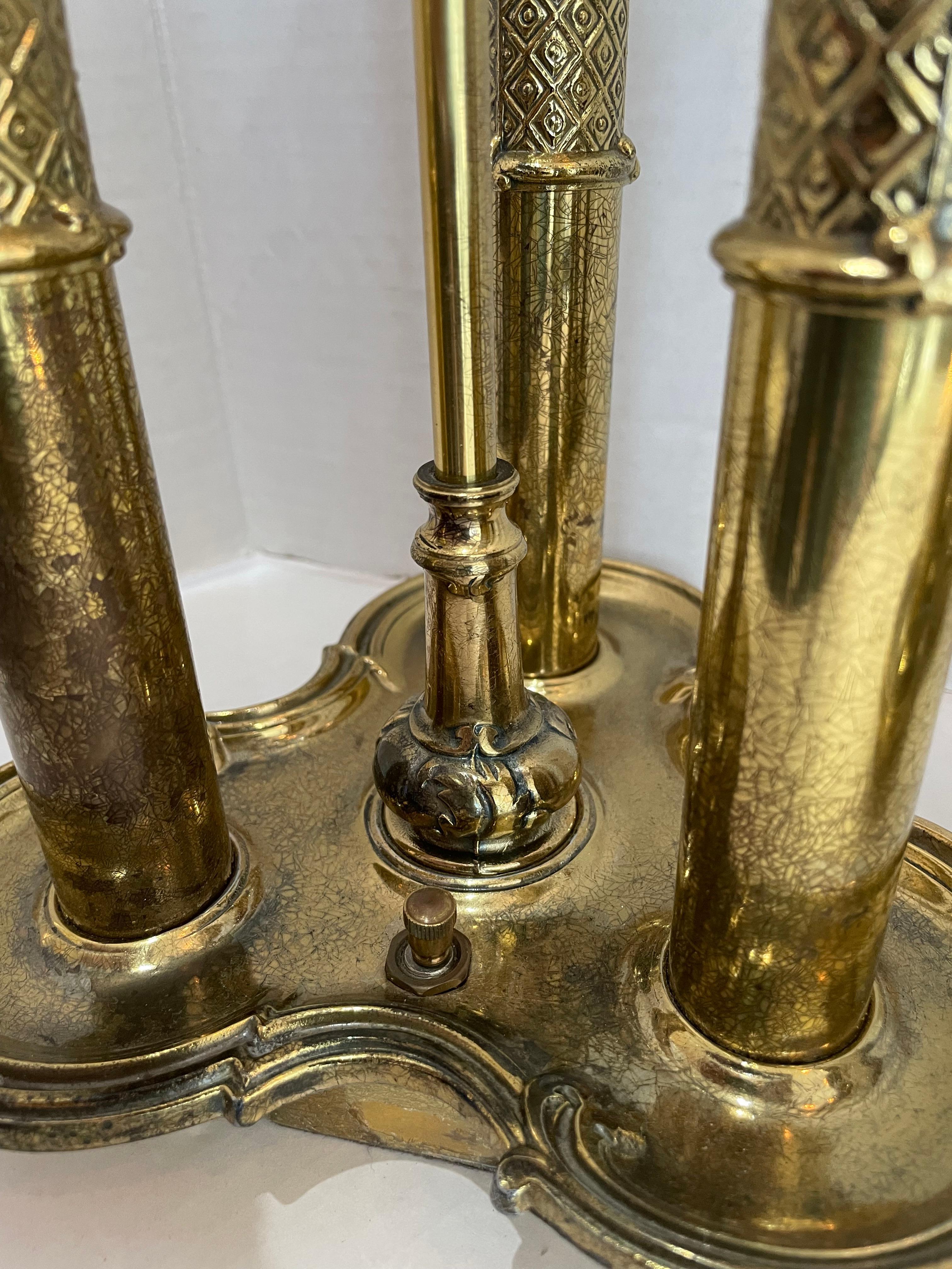 Metal Pair of Stiffel Brass Bouillotte Lamps For Sale