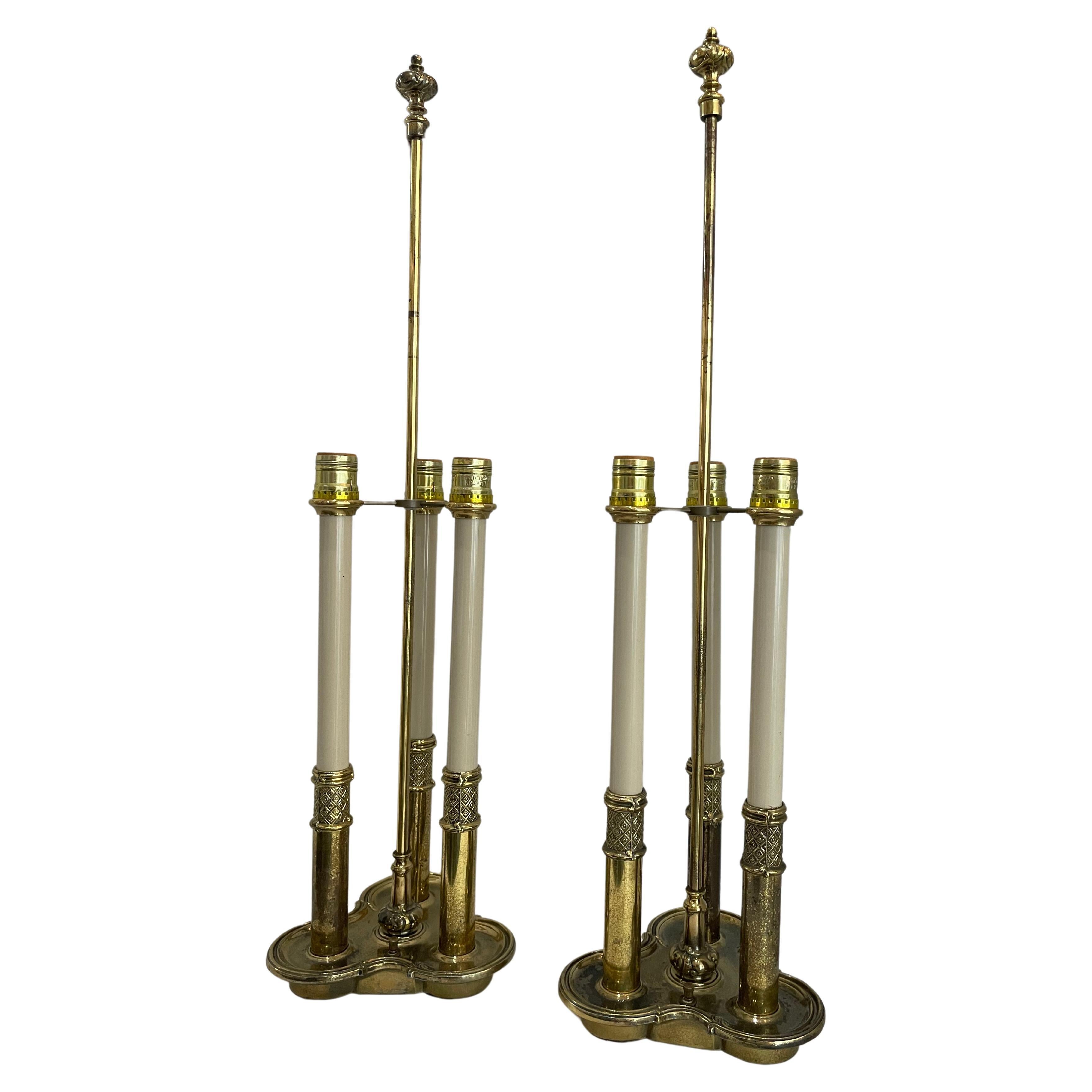 Pair of Stiffel Brass Bouillotte Lamps For Sale