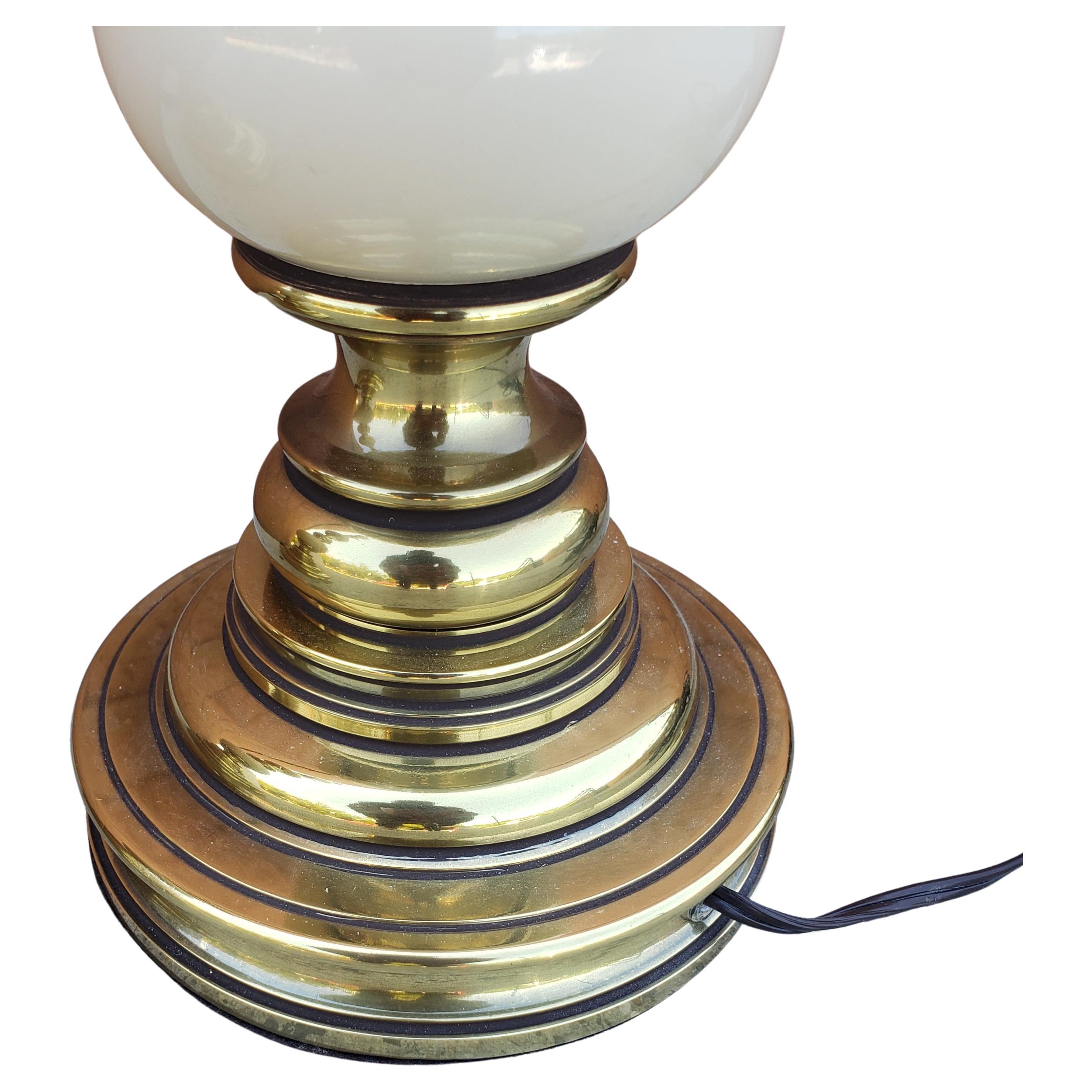 Late Victorian Pair of Stiffel Heavy Brass and Porcelain Table Lamps For Sale