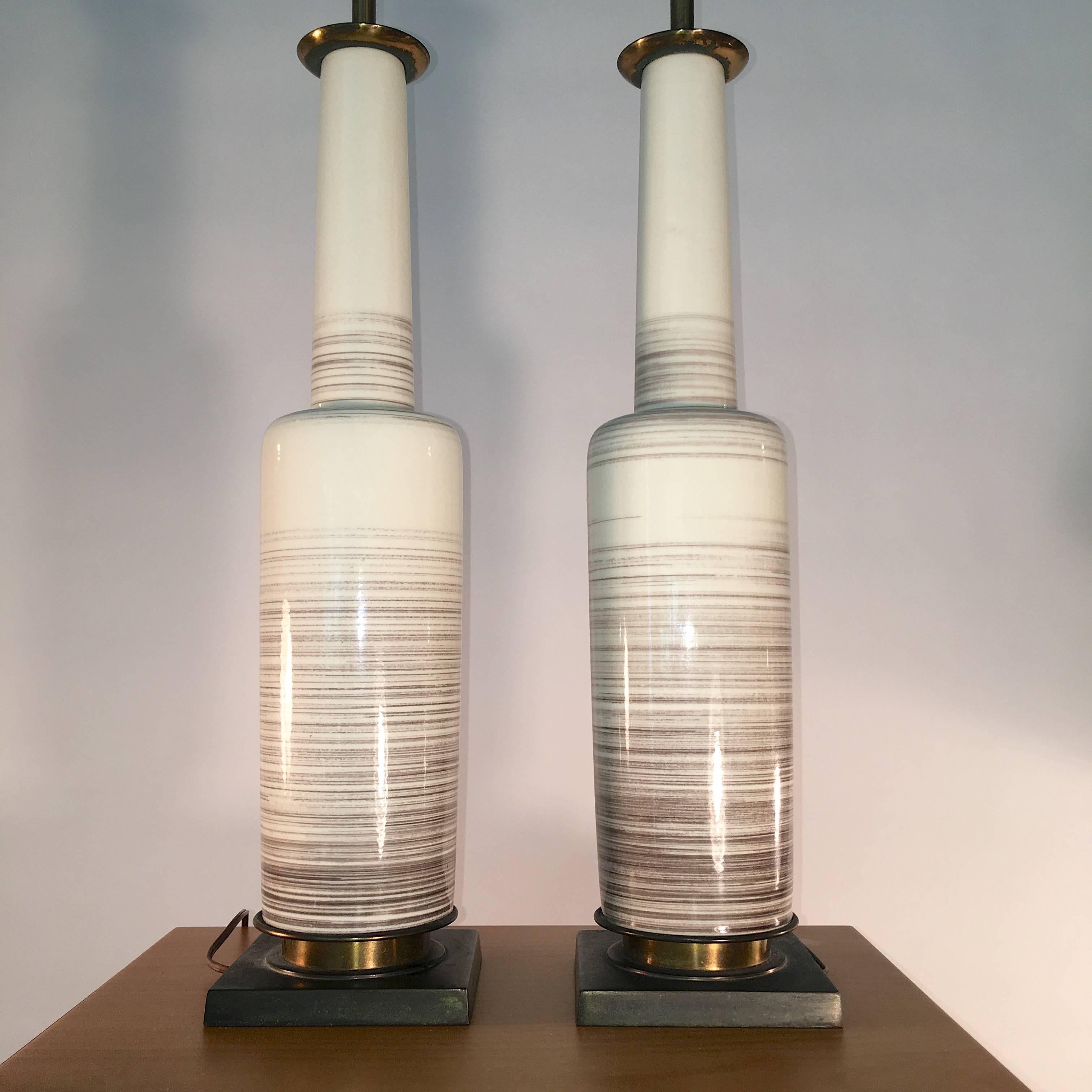 Pair of Stiffel Lamps in Glazed Ceramic Bottle Form For Sale 8